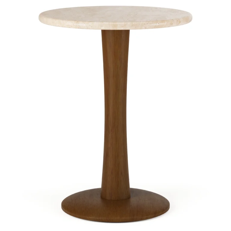 Fiore Travertine Side Table - Walnut