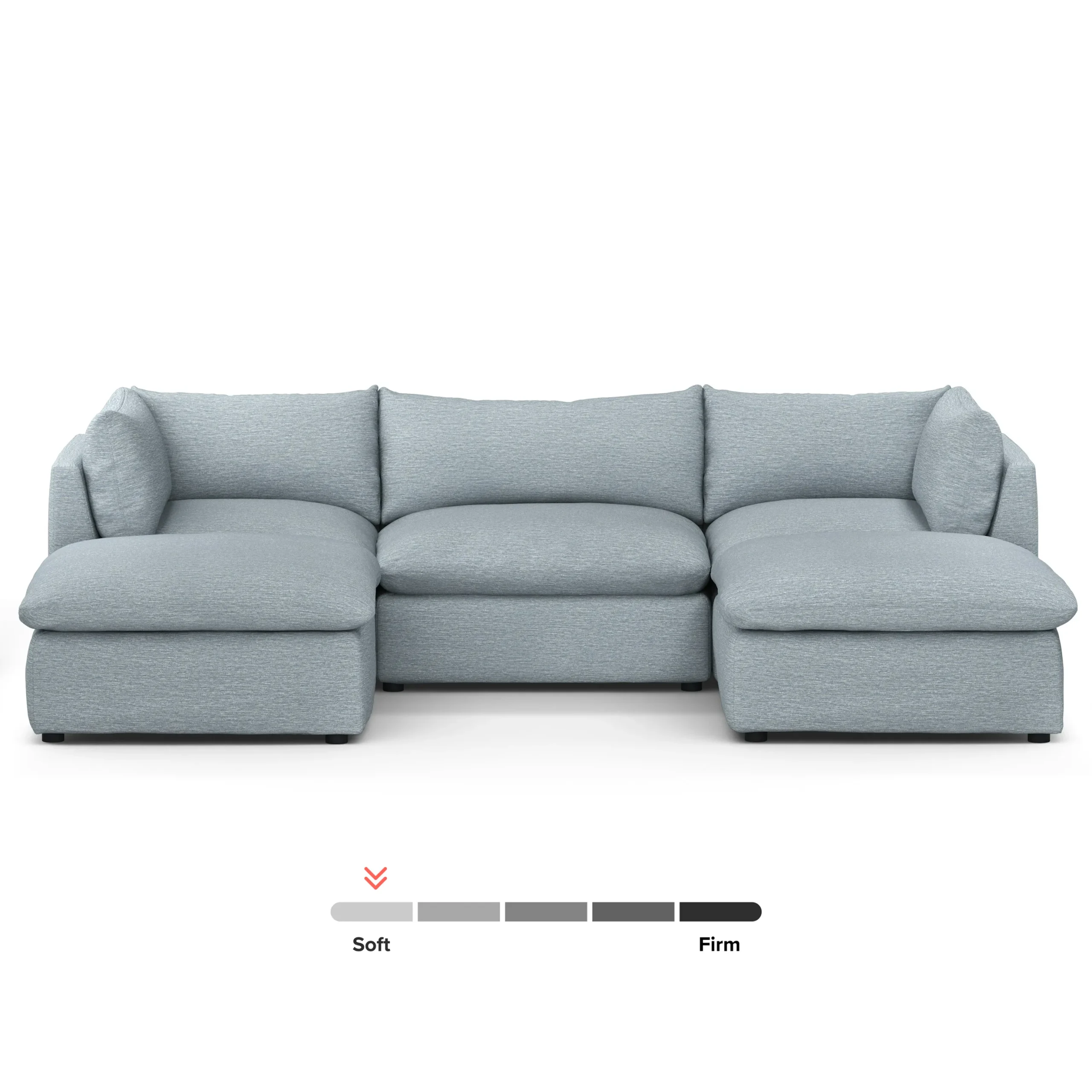 Leigh 121.5_ Modular 3-Seater U-Shaped Sectional - Silver Light Blue - Image 3