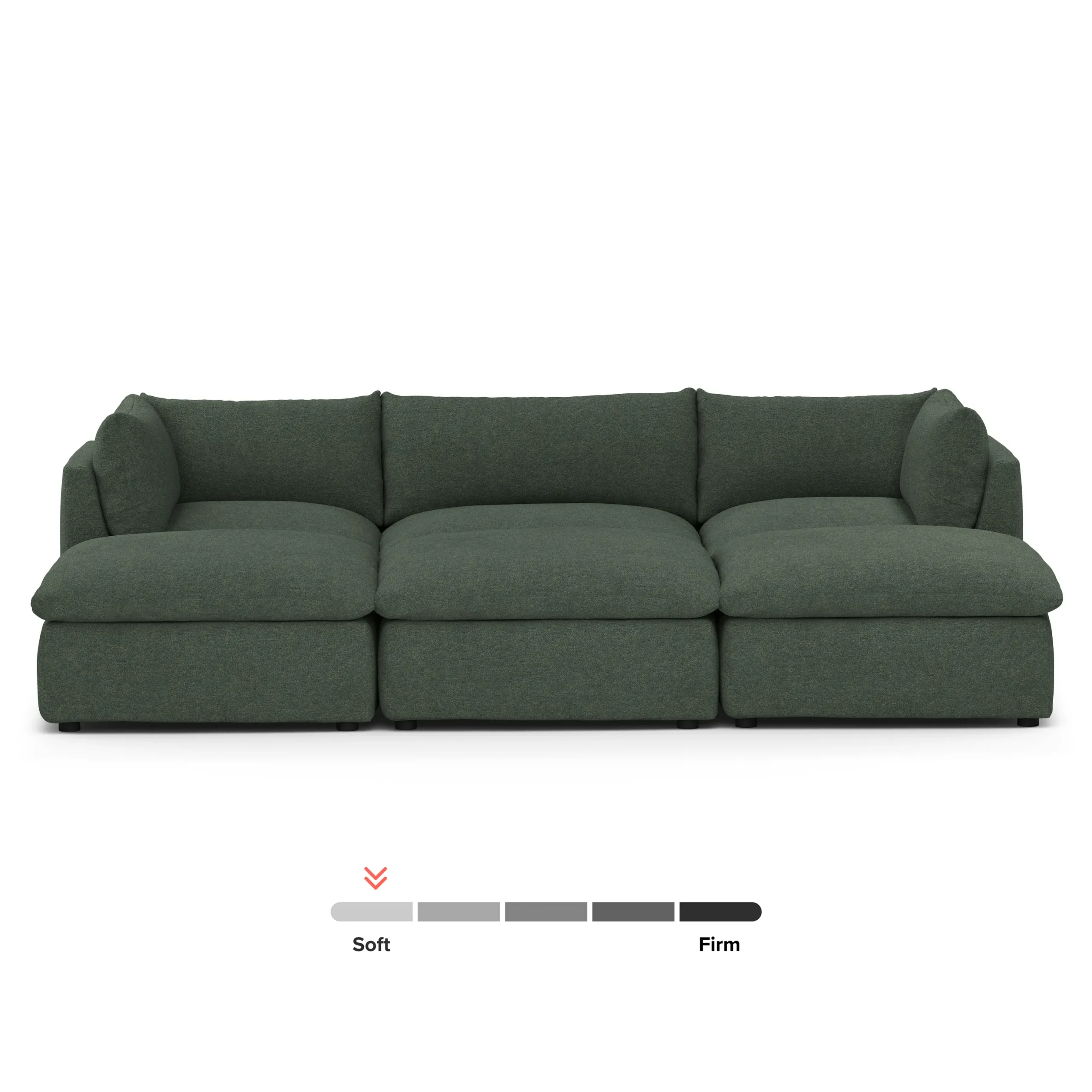 Leigh 121.5_ Modular Open Pit Sectional - Green Wool Bouclé - Image 3