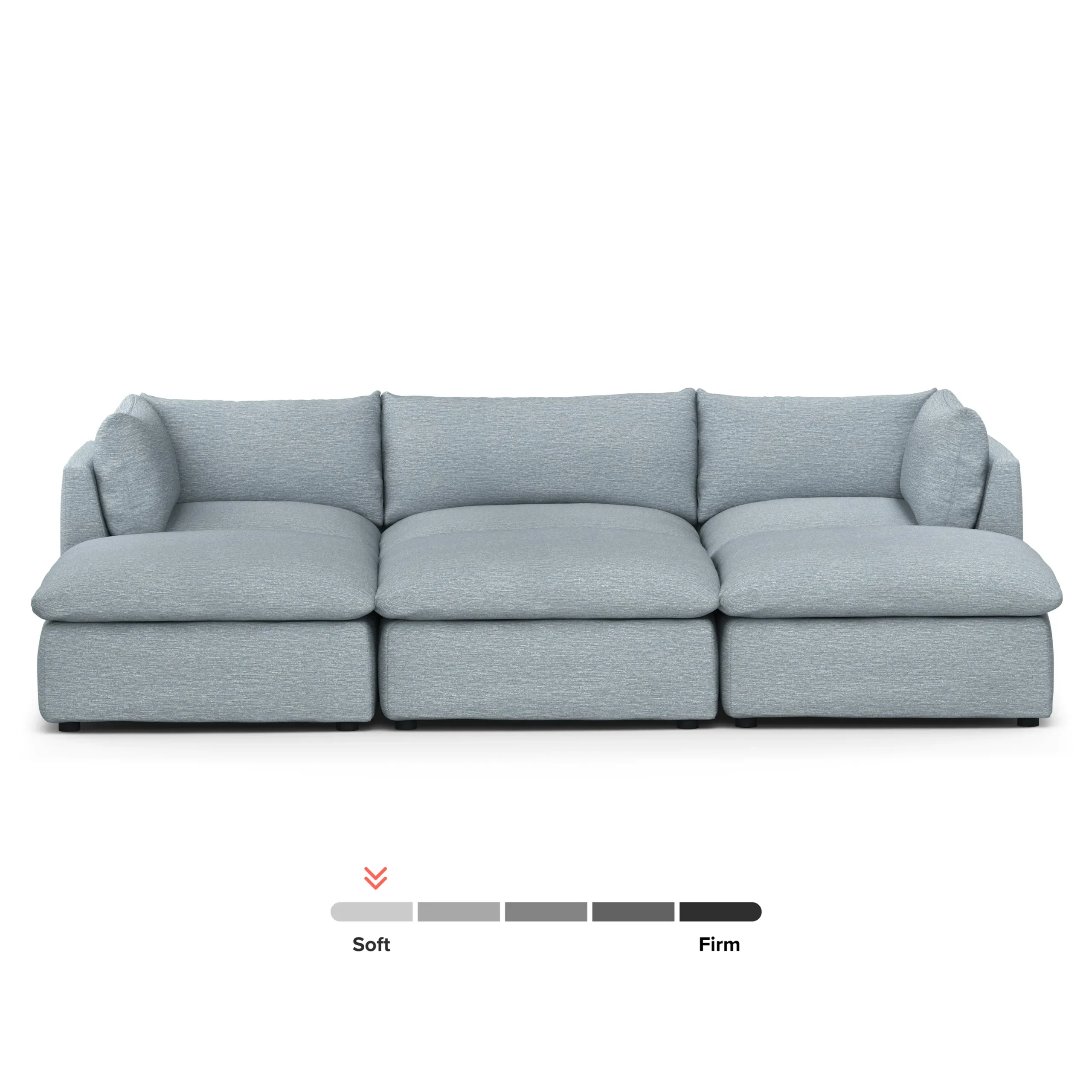 Leigh 121.5_ Modular Open Pit Sectional - Silver Light Blue - Image 3