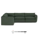 Leigh 126_ Modular Corner Sectional - Green Wool Bouclé