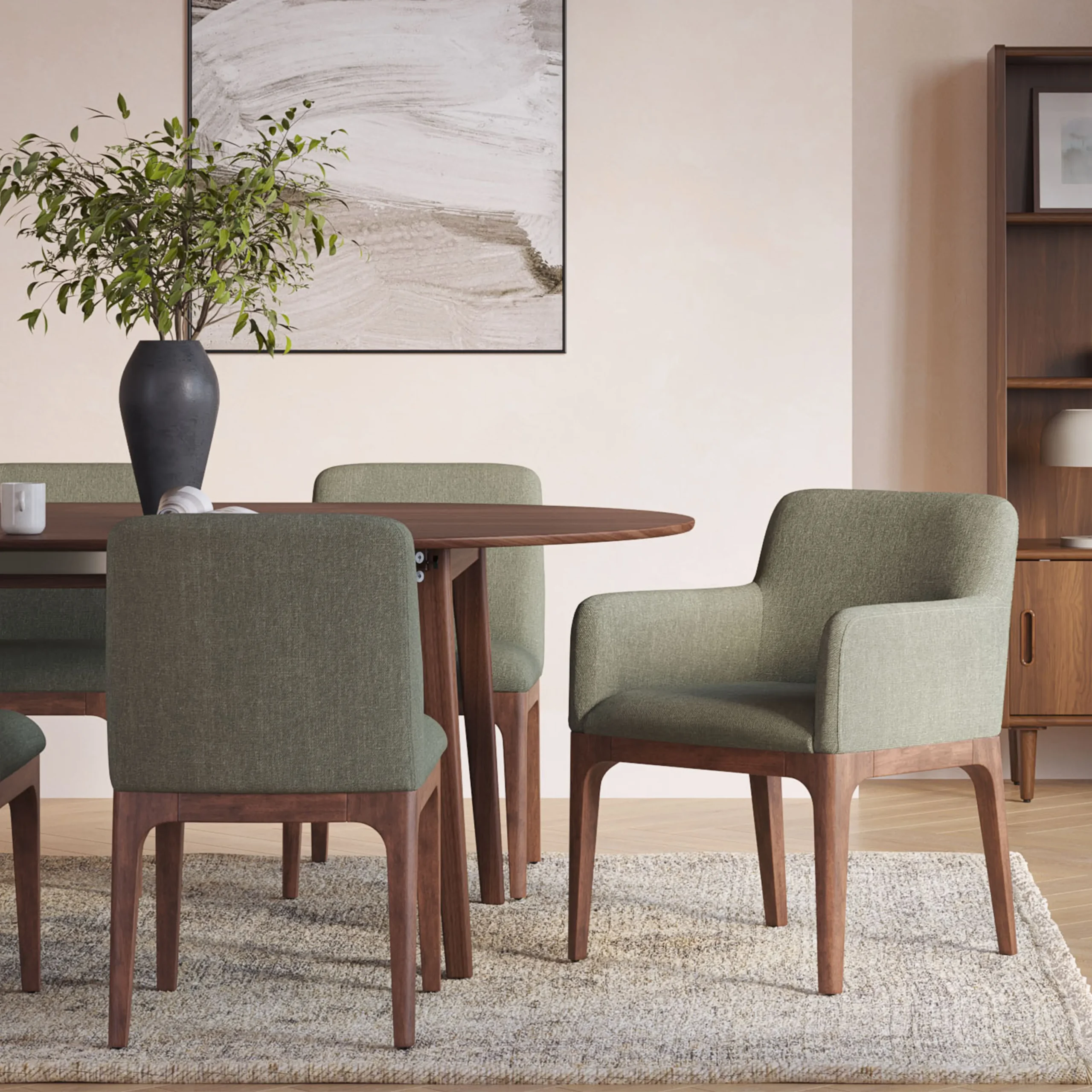 Rosin Dining Armchair - Smoked Oak and Welsh Green - Image 3