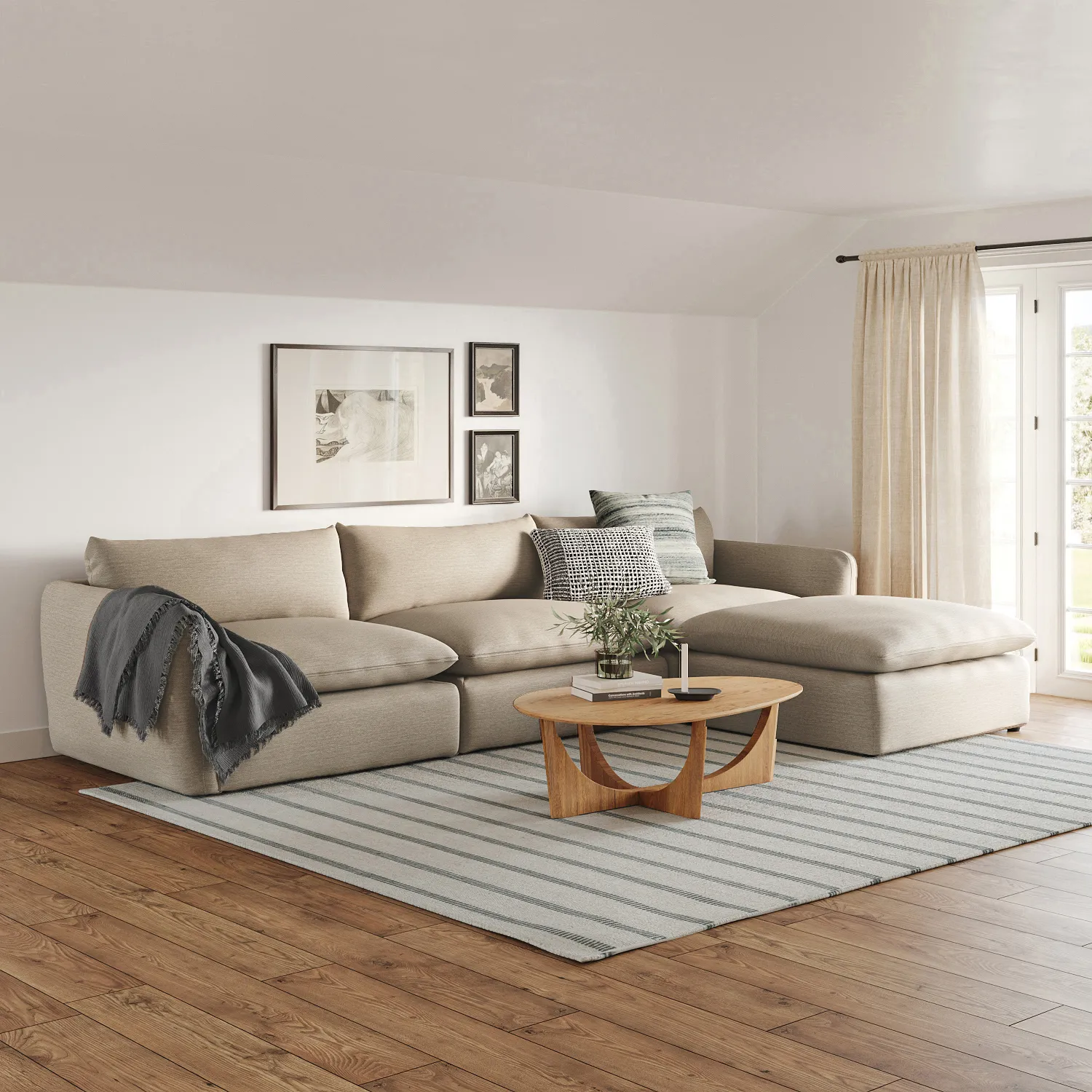 Leigh 131.5_ Modular Sectional - Silver Taupe - Image 3