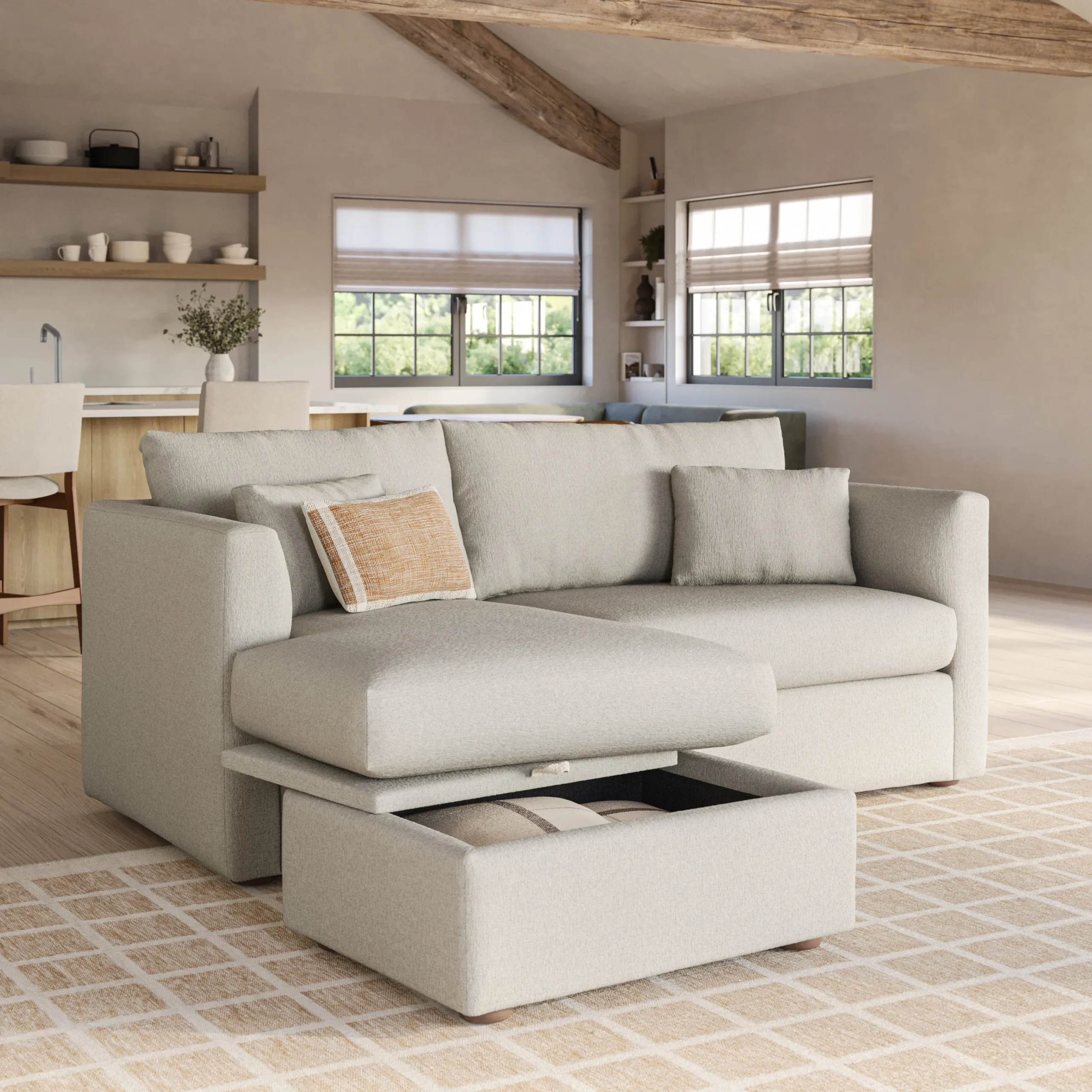 Marina 80_ Reversible Storage Sectional - Clover Ivory - Image 3