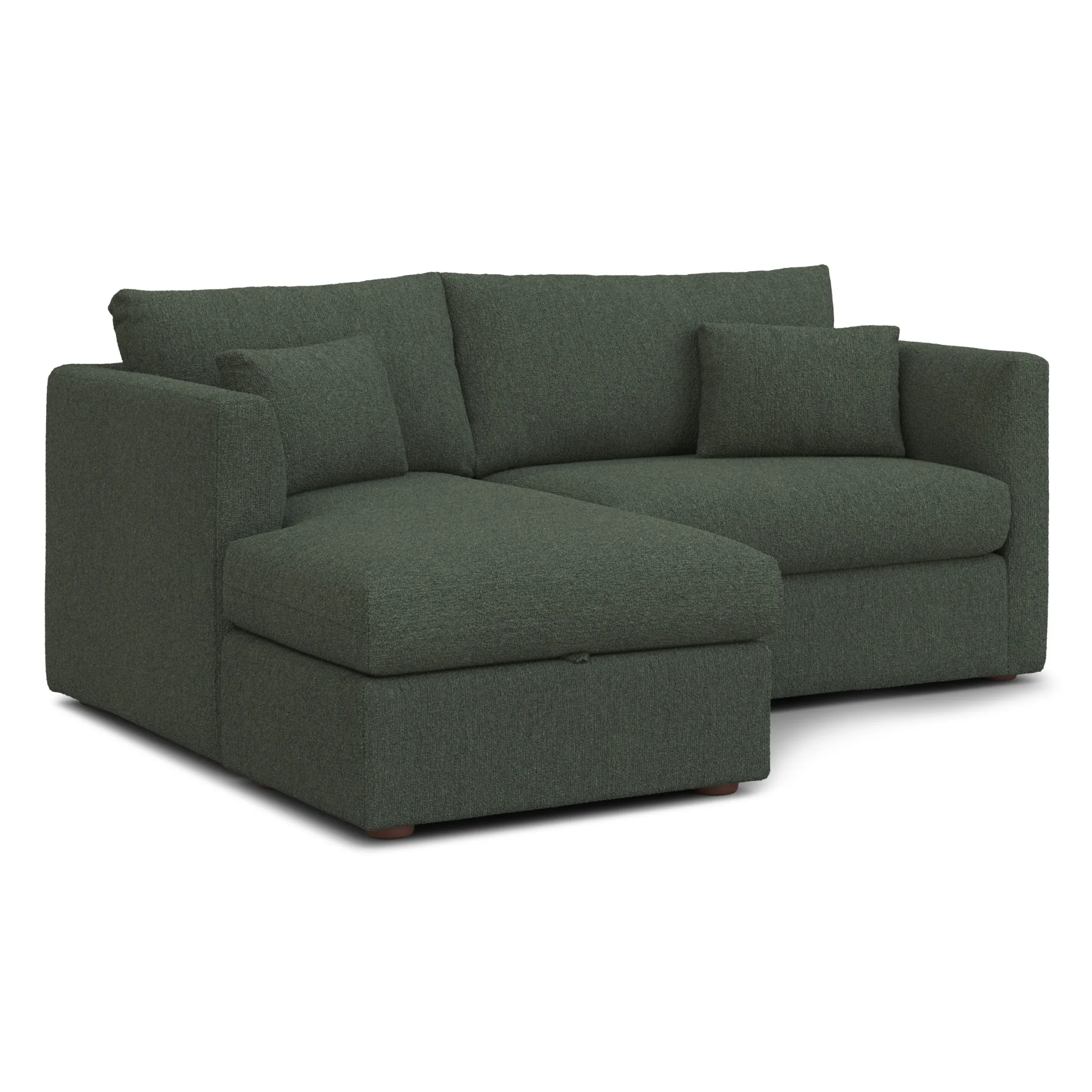 Marina 80_ Reversible Storage Sectional - Green Wool Bouclé - Image 3