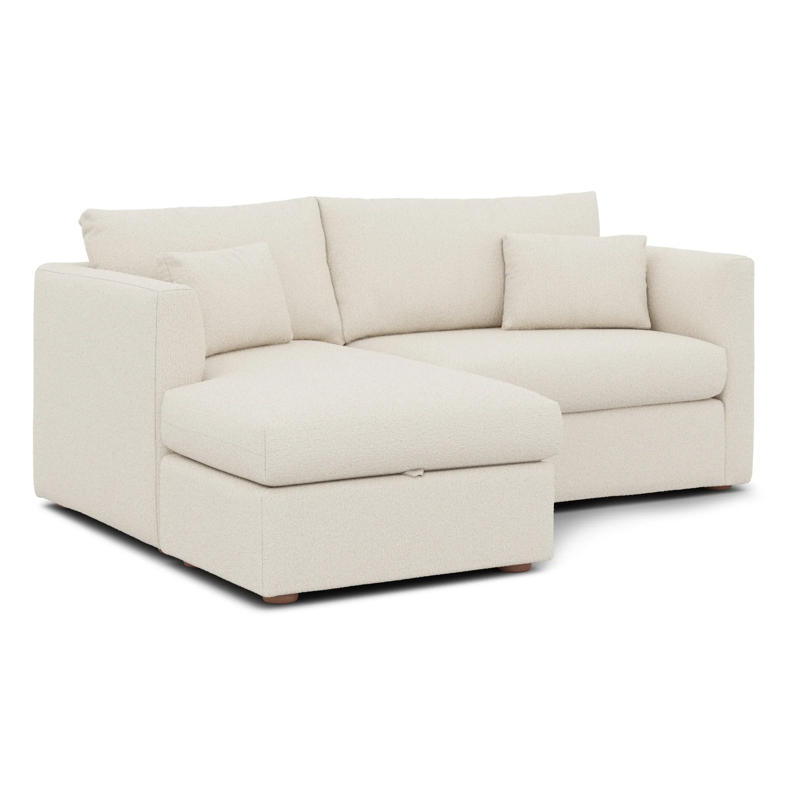 Marina 80_ Reversible Storage Sectional - Ivory Wool Bouclé - Image 3