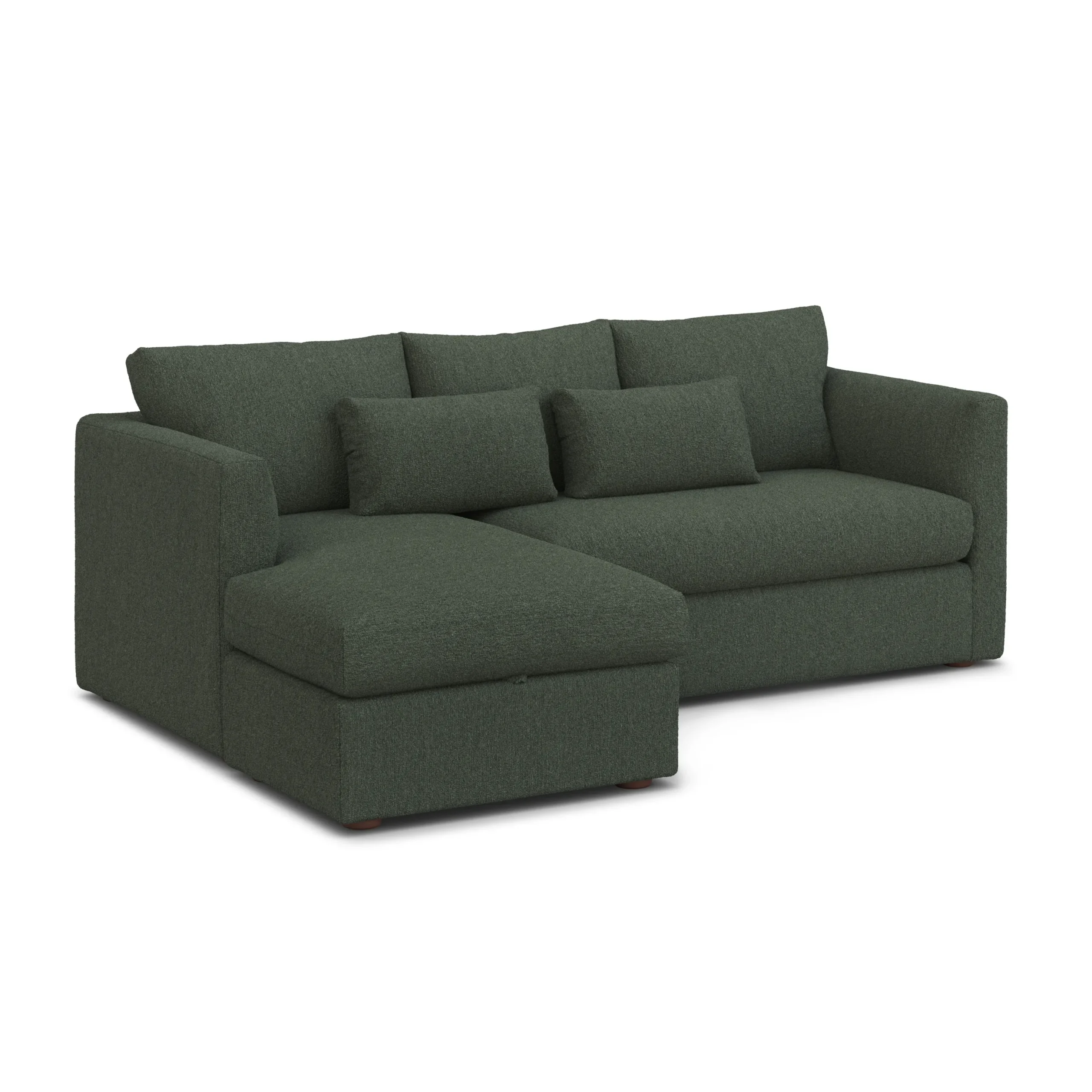 Marina 90_ Reversible Storage Sectional - Green Wool Bouclé - Image 3