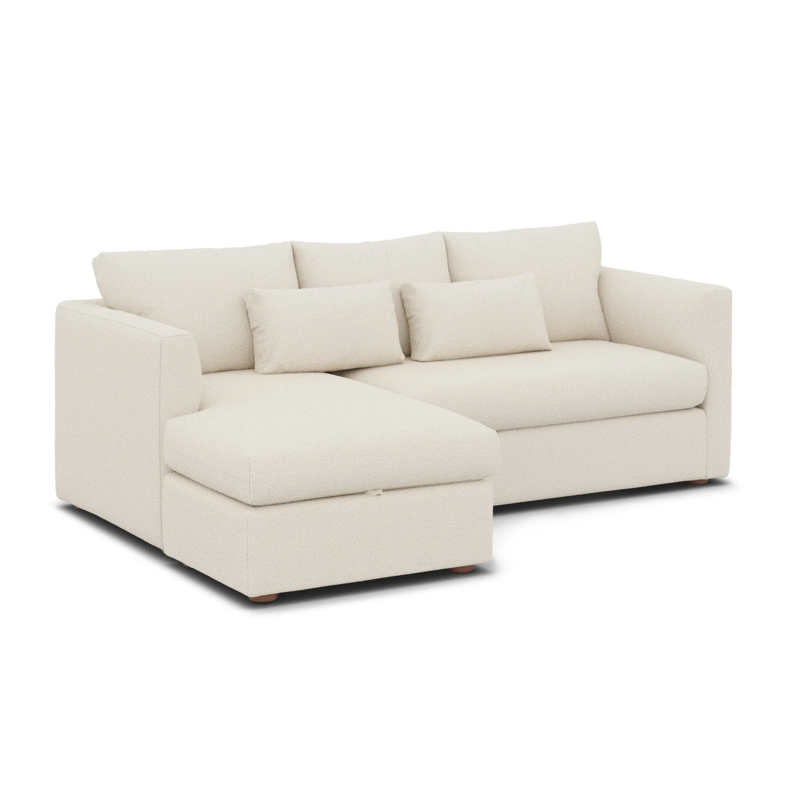 Marina 90_ Reversible Storage Sectional - Ivory Wool Bouclé - Image 3
