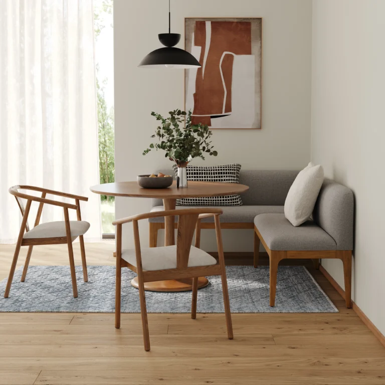 Right Corner Banquette - Smoked Oak and Hestia Gray