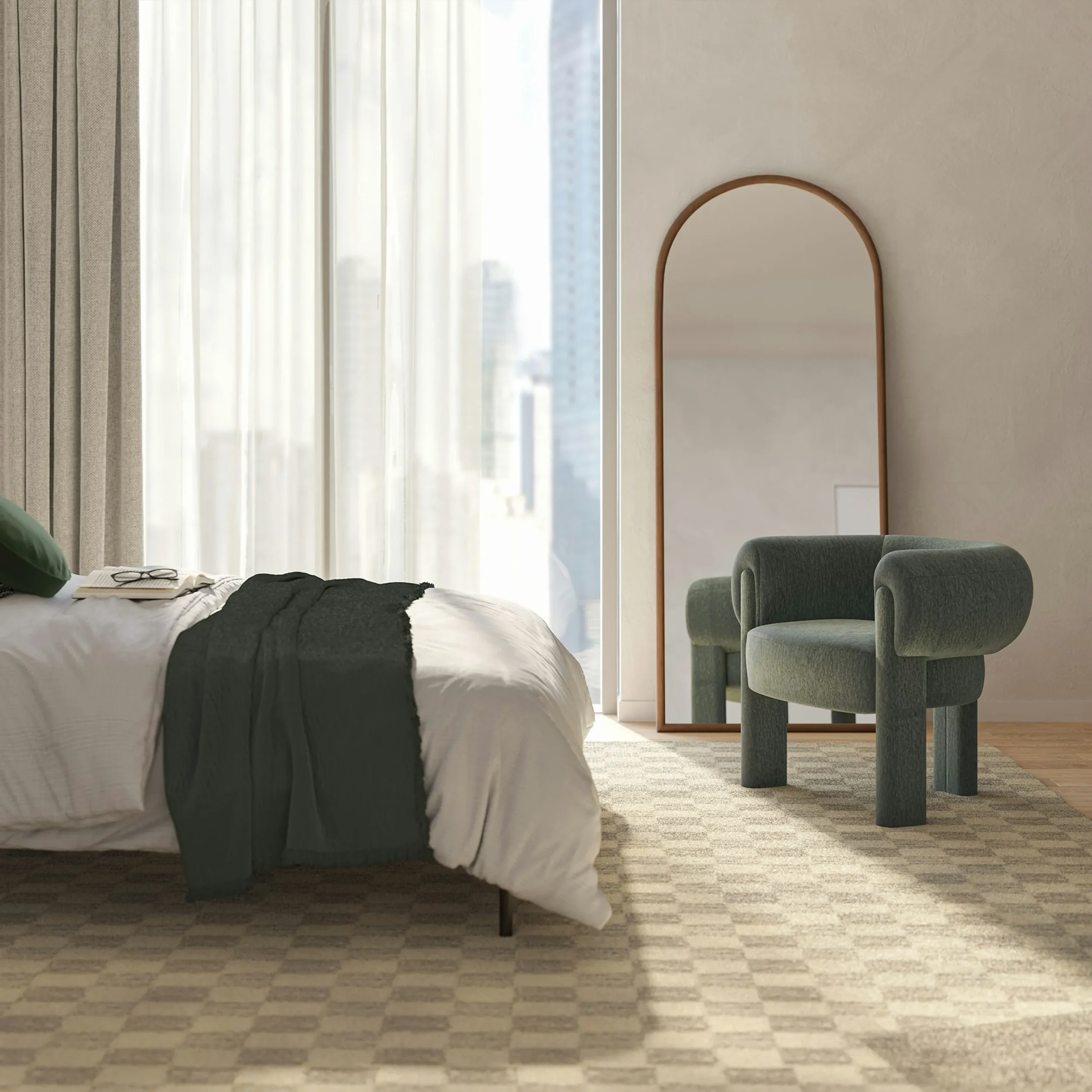 Everse 33.5_ Velvet Lounge Chair - Melange Green - Image 13