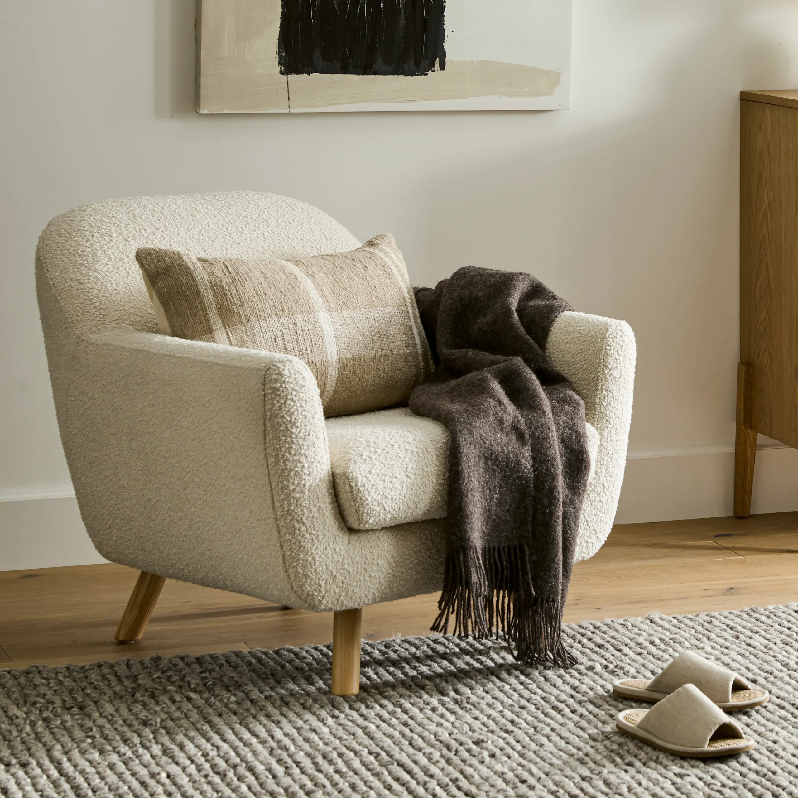 Gabriola 34_ Lounge Chair - Ivory Bouclé