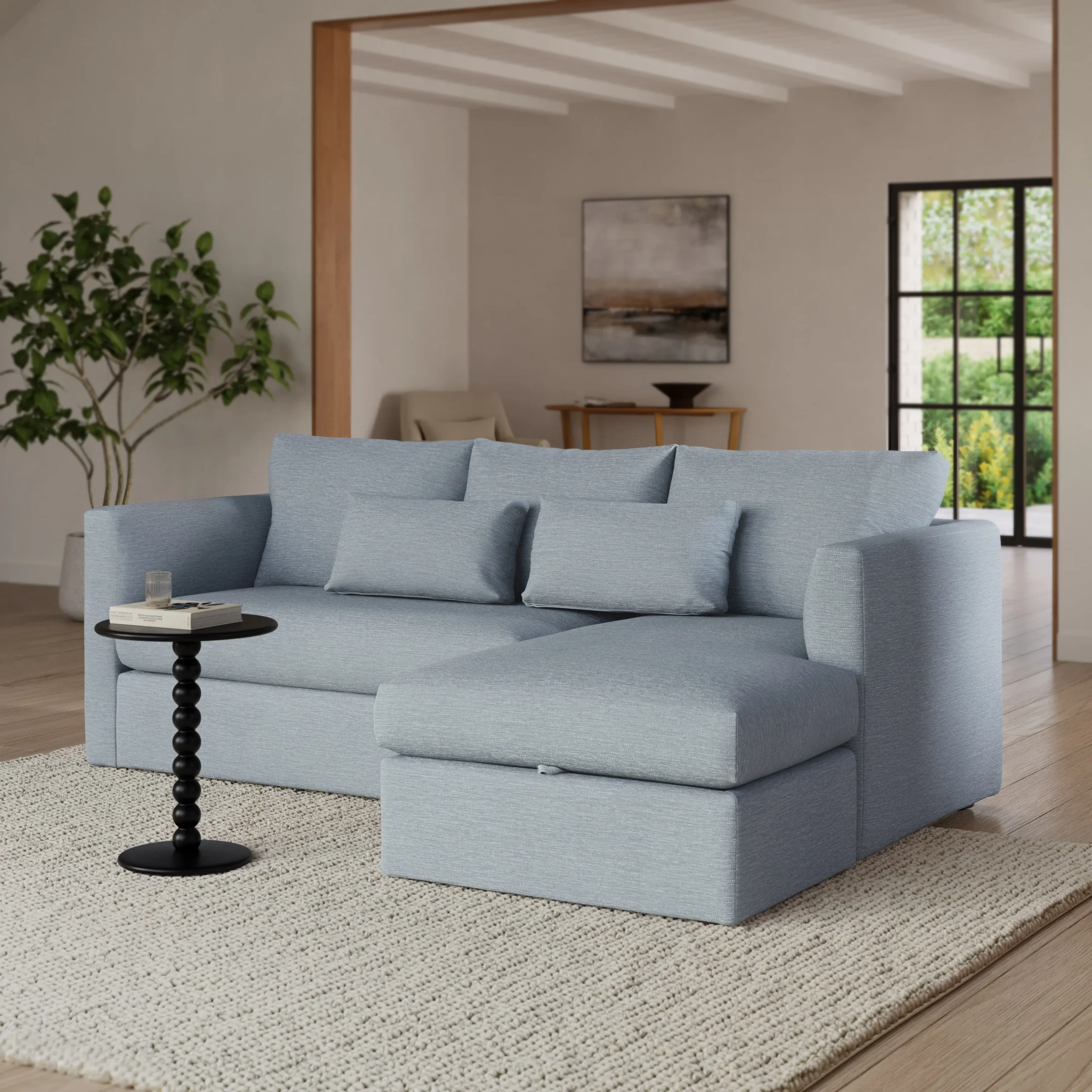 Marina 90_ Reversible Storage Sectional - Silver Light Blue - Image 3