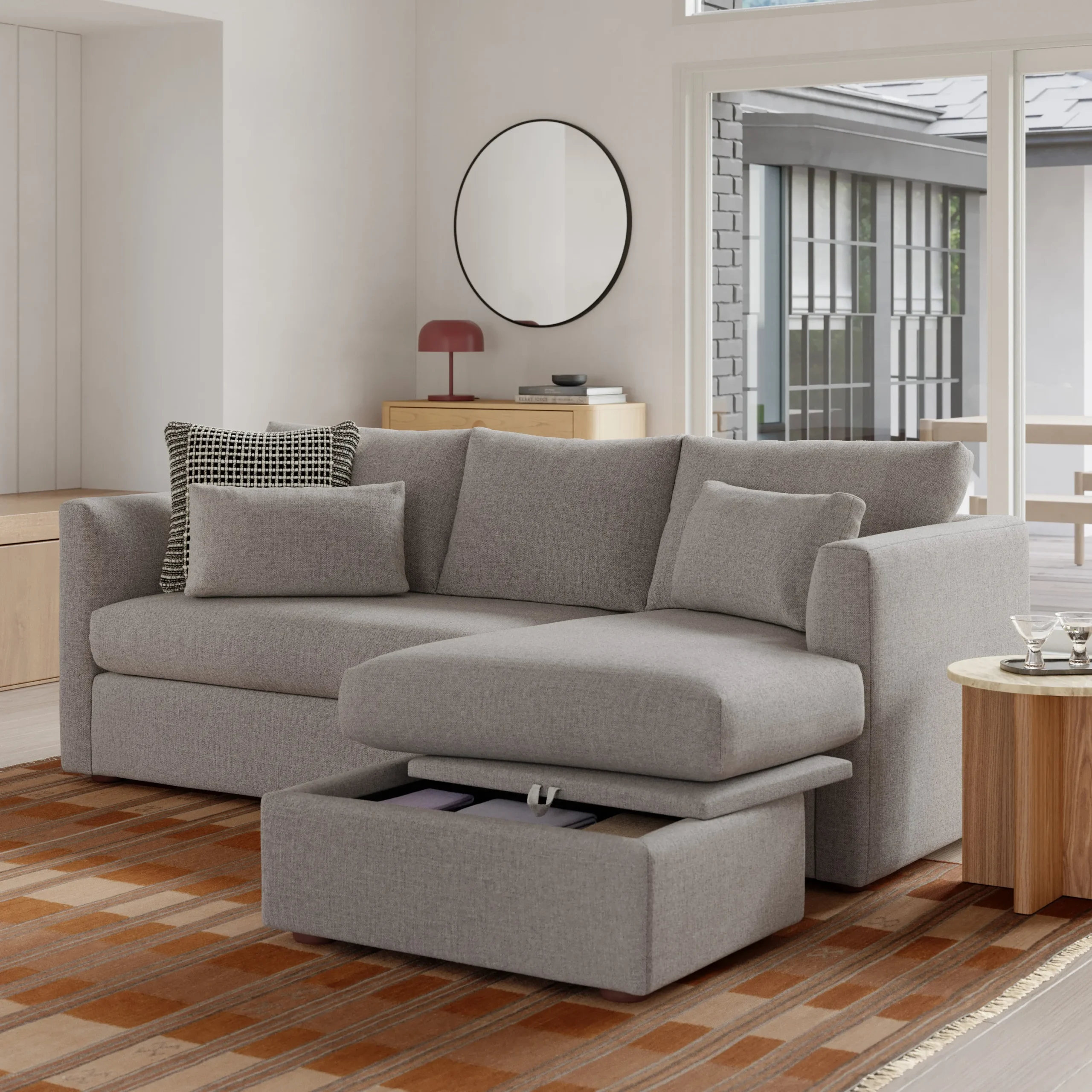 Marina 90_ Reversible Storage Sleeper Sectional- Hestia Gray - Image 3
