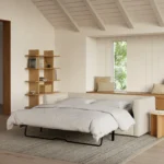 Marina 90_ Reversible Storage Sleeper Sectional - Ivory Wool Bouclé