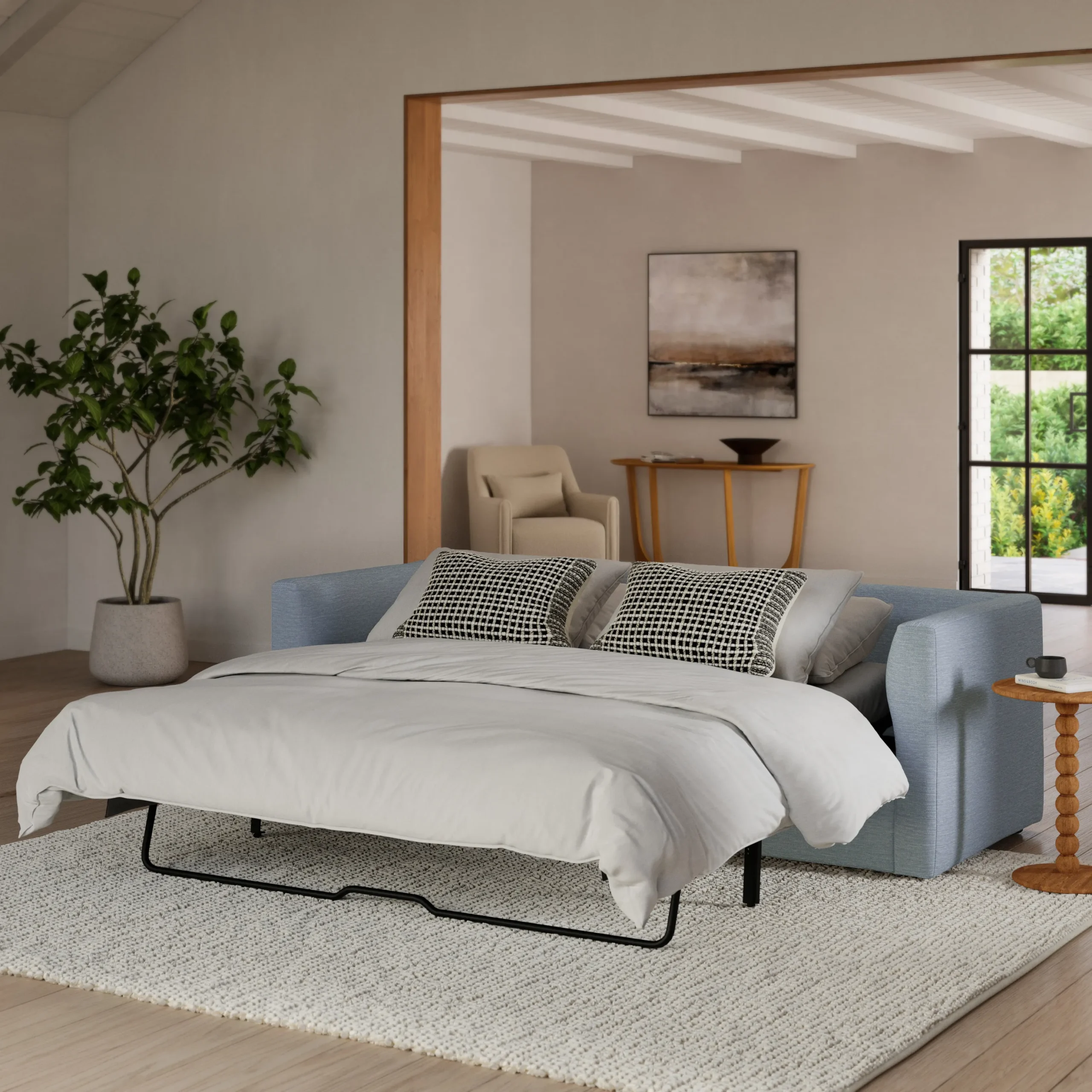 Marina 90_ Reversible Storage Sleeper Sectional - Silver Light Blue - Image 3