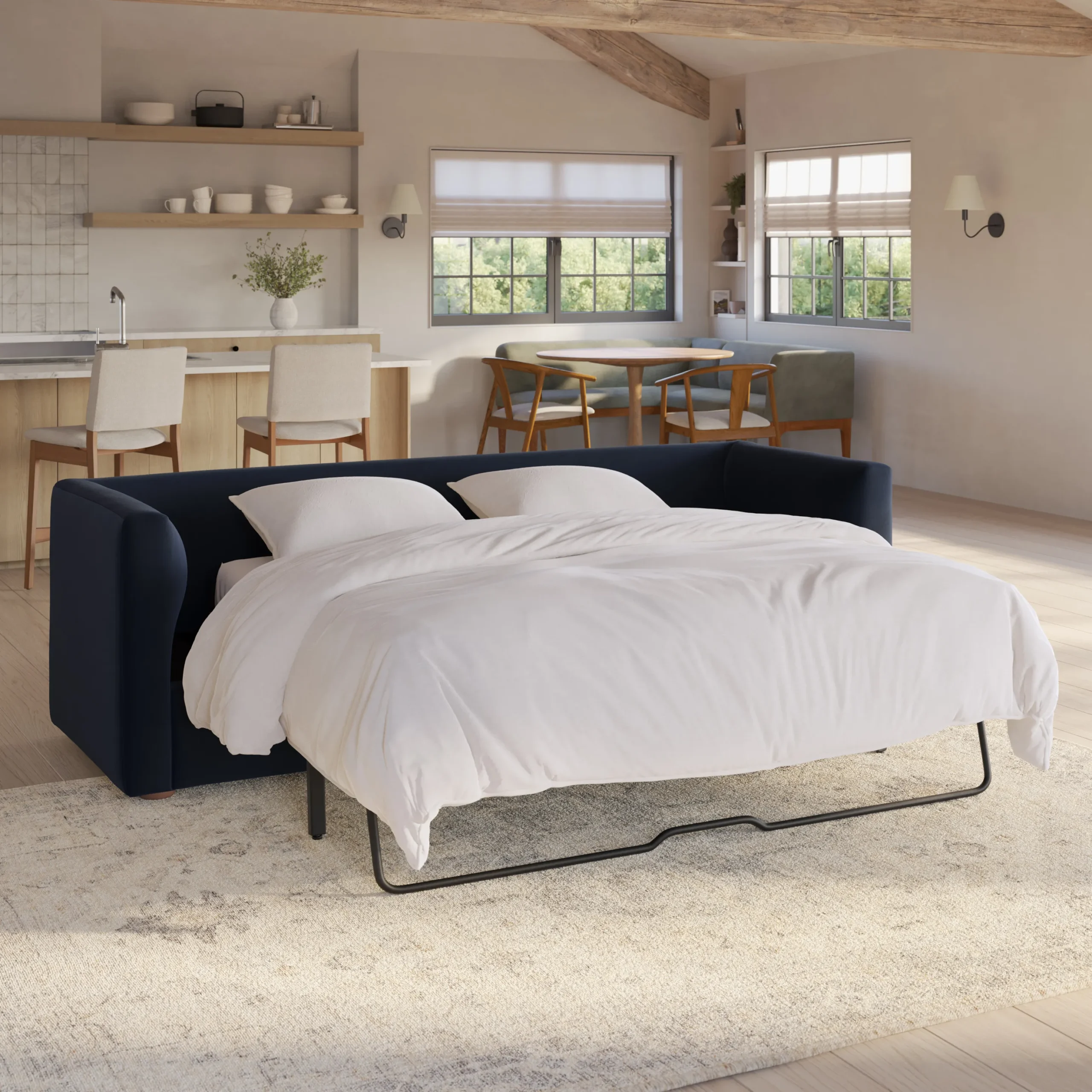 Marina 90_ Velvet Reversible Storage Sleeper Sectional - Hale Ink - Image 3