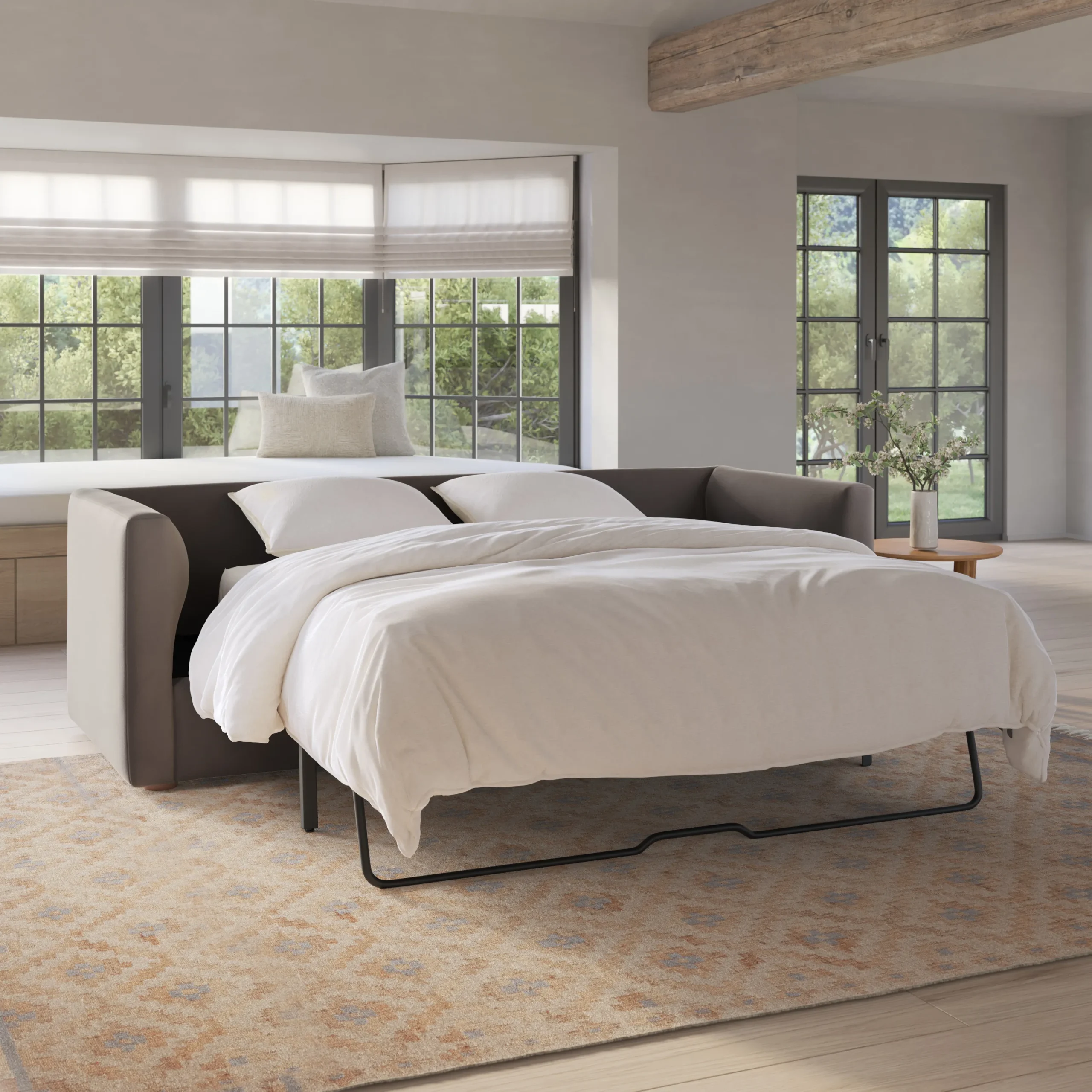 Marina 90_ Velvet Reversible Storage Sleeper Sectional - Hale Warm Gray - Image 3