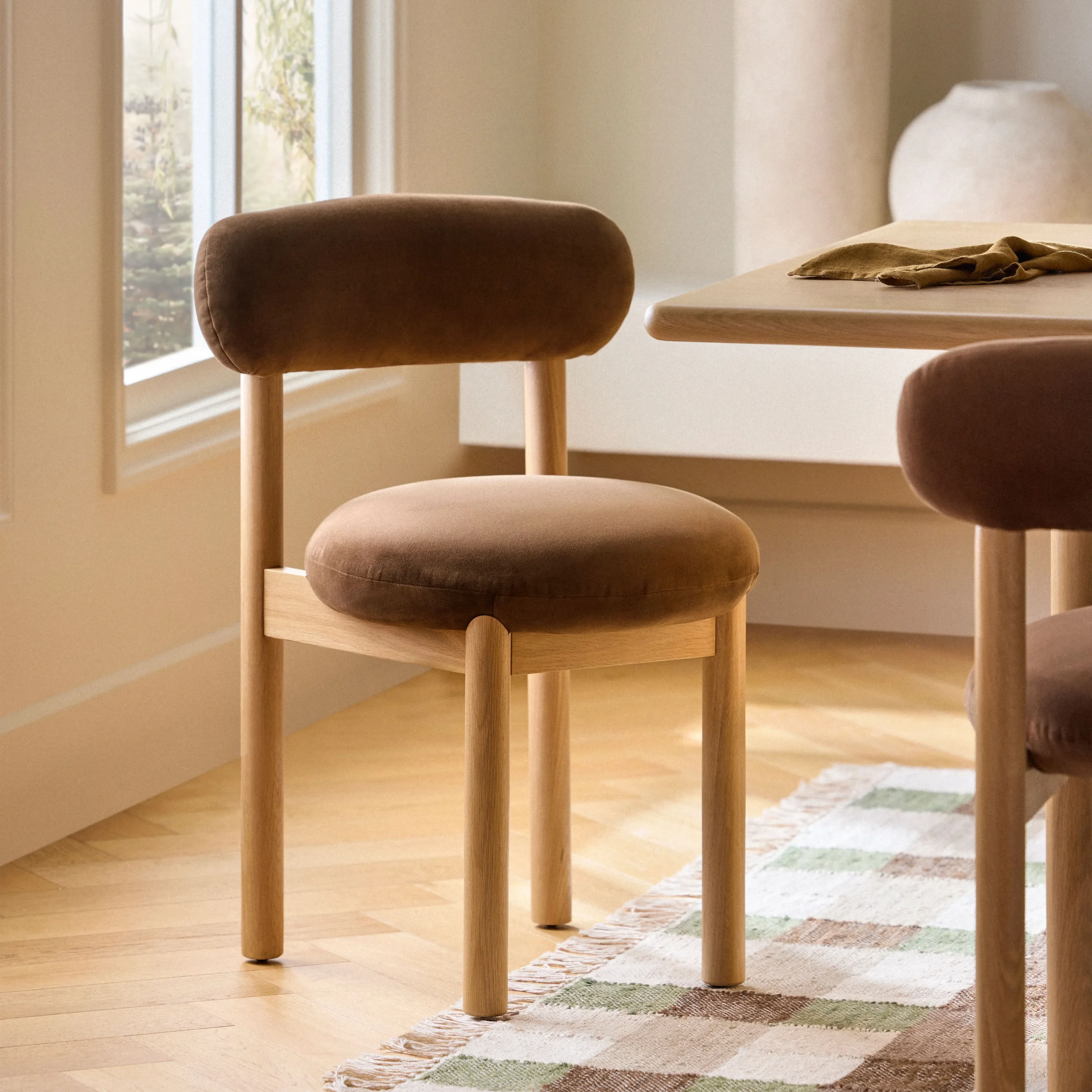 Munk Velvet Dining Chair - White Oak and Hale Earth - Image 3