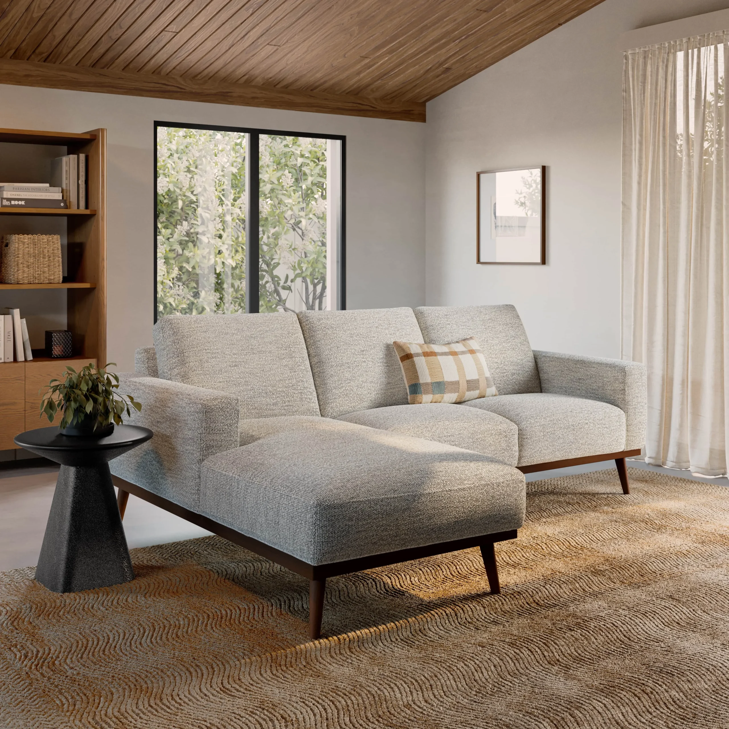 Rhett 93_ Left Chaise Sectional - Pepper Ivory - Image 3