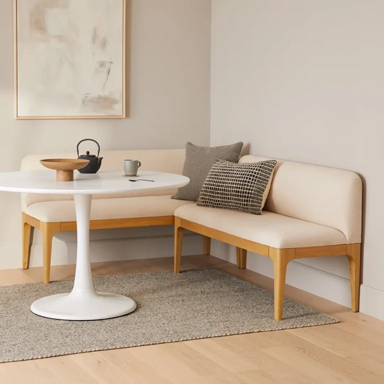 Right Corner Banquette - Natural Oak and Sand Ivory