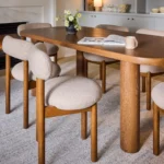 Munk Dining Chair - Smoked Oak and Sandstone Wool Bouclé