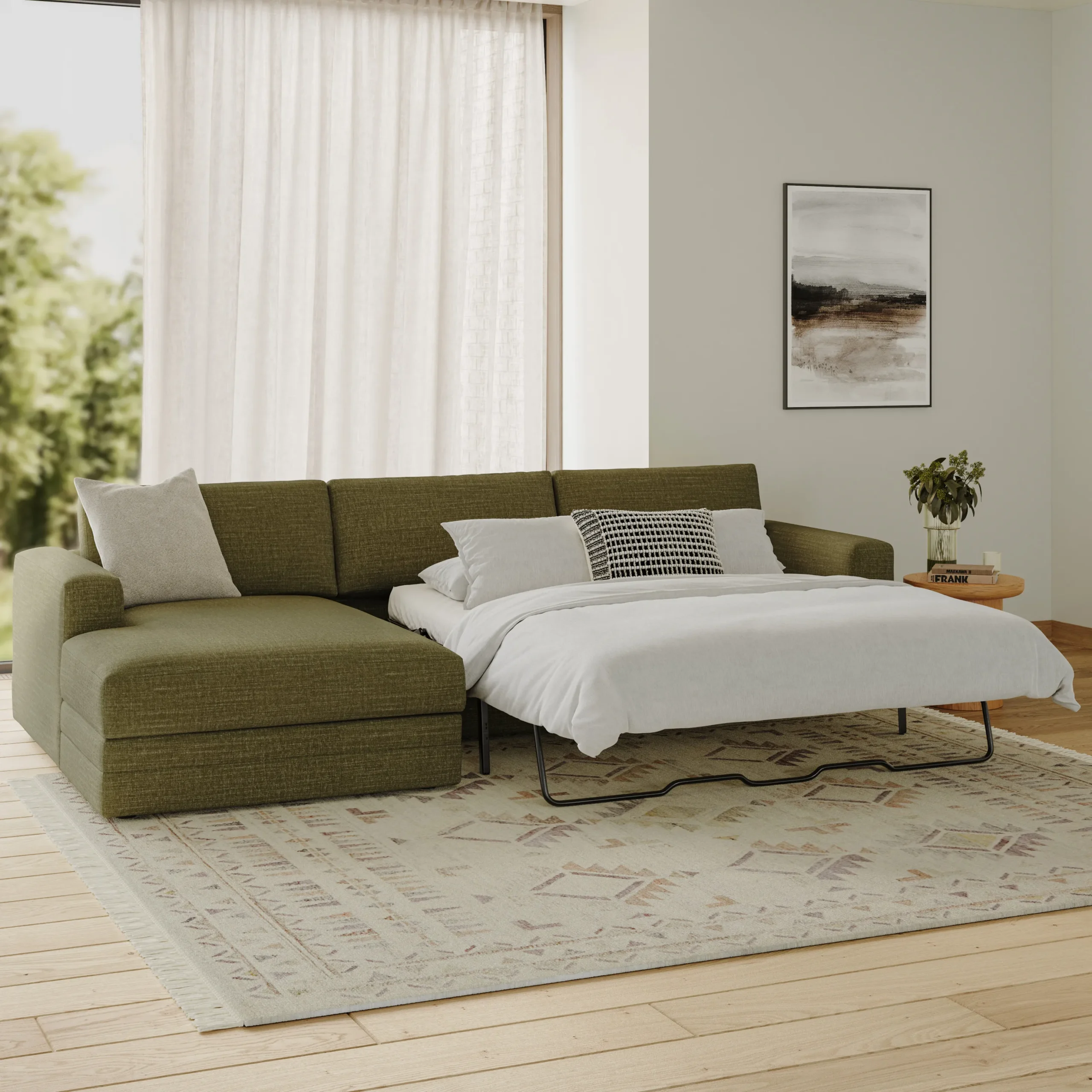 Riley 118_ Left Storage Sleeper Sectional - Napa Moss - Image 3