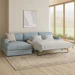 Riley 118_ Left Storage Sleeper Sectional - Silver Light Blue