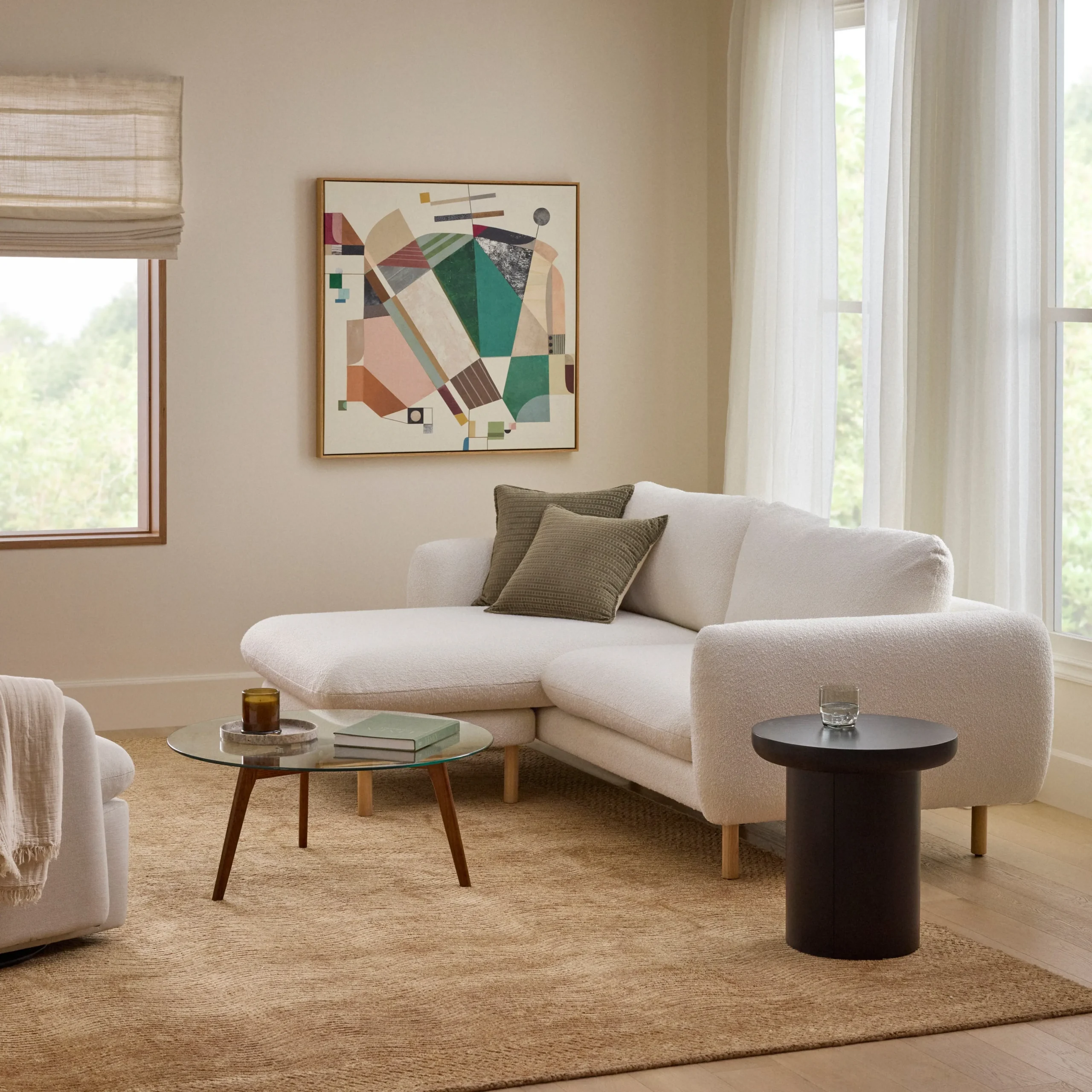 Sanders 85.5_ Reversible Sectional - Ivory Wool Bouclé - Image 3