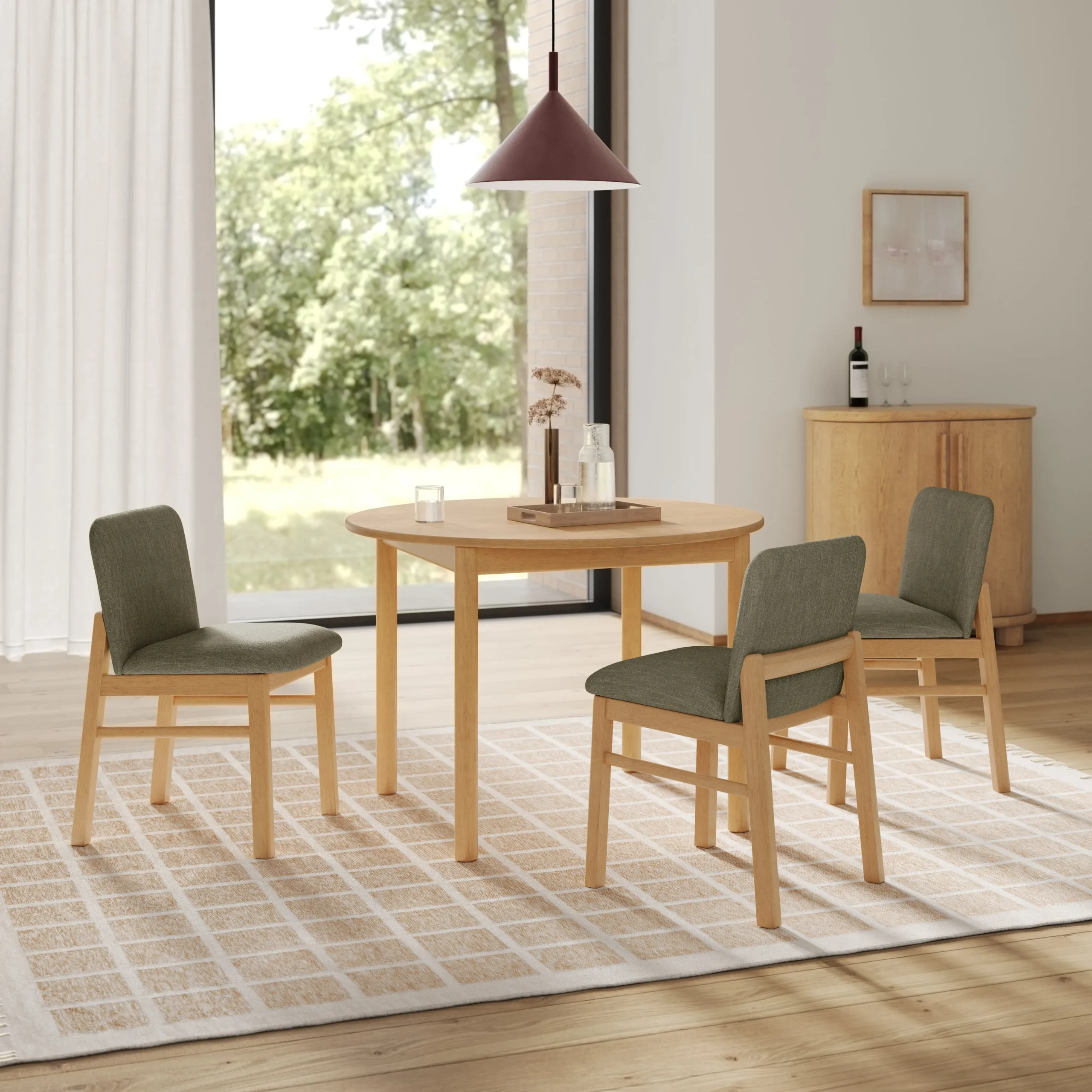 Mikkel Dining Chair - White Oak and Algonquin Green - Image 3