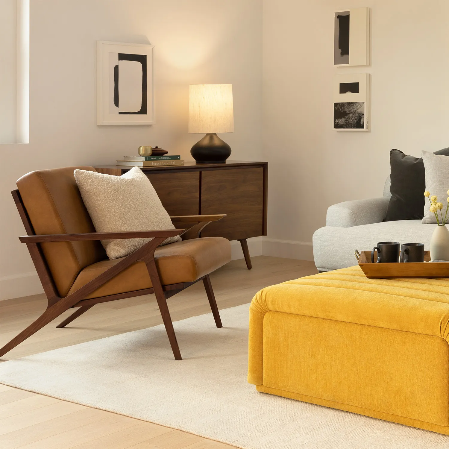 Otio 26_ Leather Lounge Chair - Walnut and Toscana Tan - Image 19