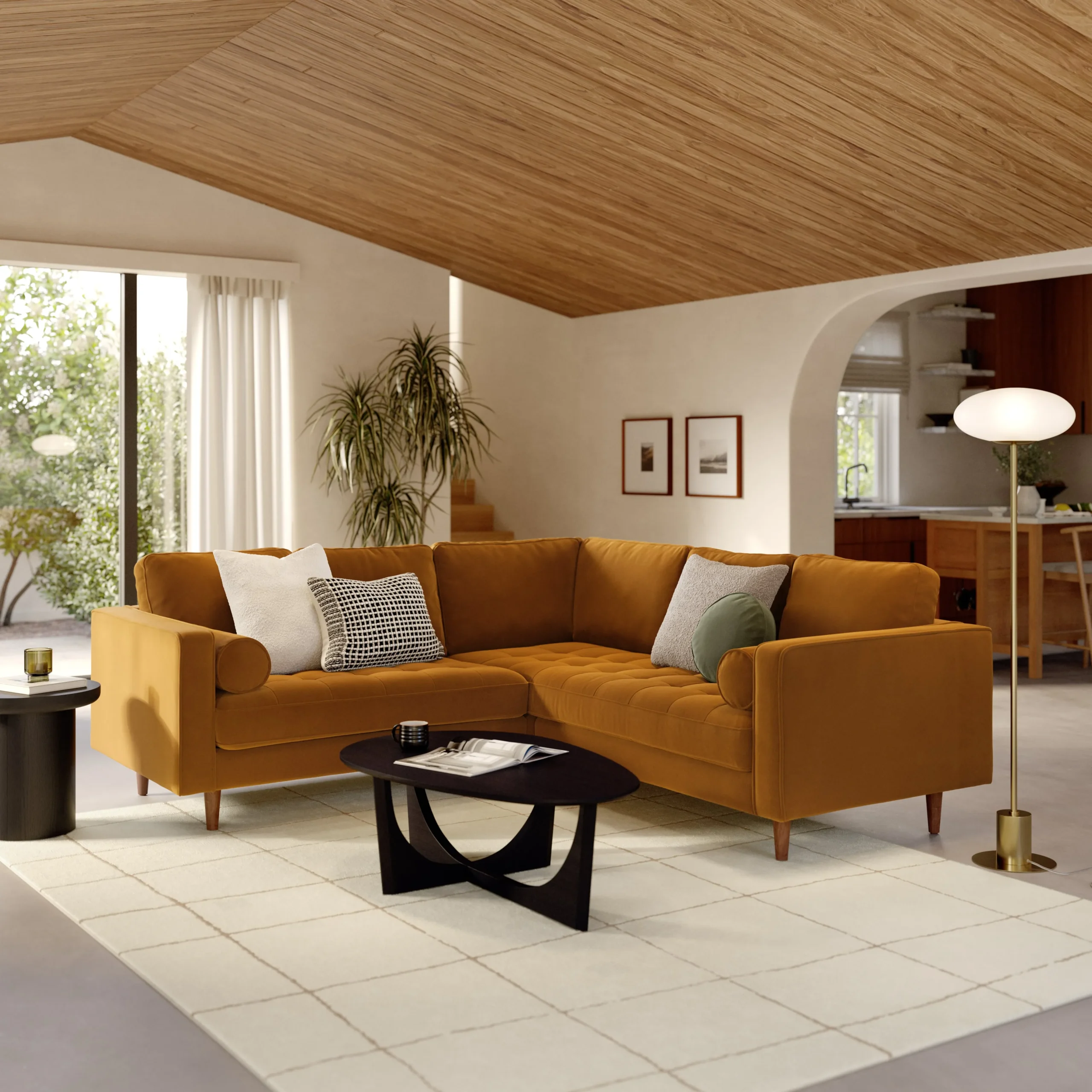 Sven 91_ Tufted Velvet Corner Sectional - Plush Pacific Ginger - Image 3