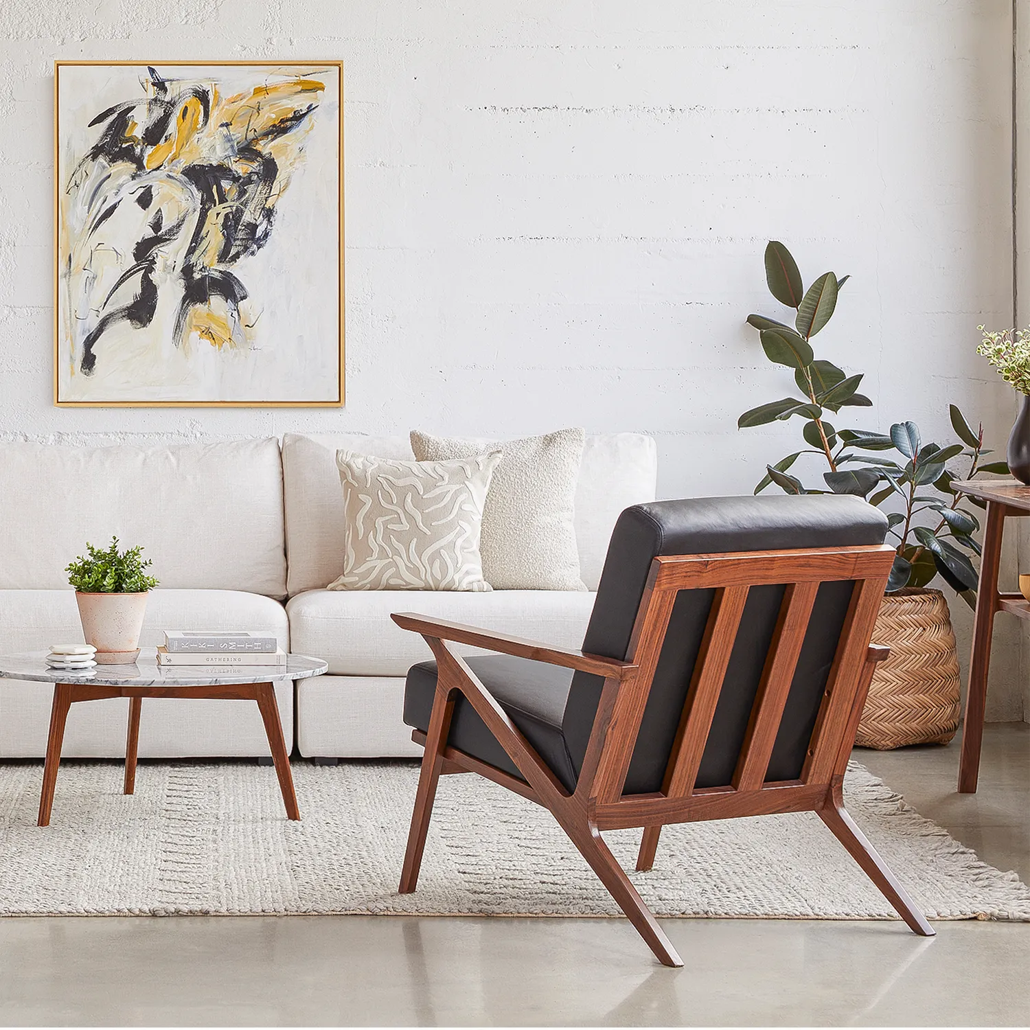 Otio 26_ Leather Lounge Chair - Walnut and Black - Image 16