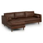 Sven 100_ Tufted Leather Left Sectional - Charme Chocolat