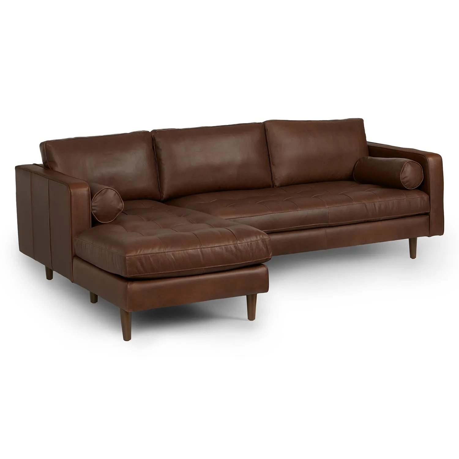 Sven 100_ Tufted Leather Left Sectional - Charme Chocolat - Image 3
