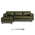 Sven 100_ Tufted Leather Left Sectional - Charme Green