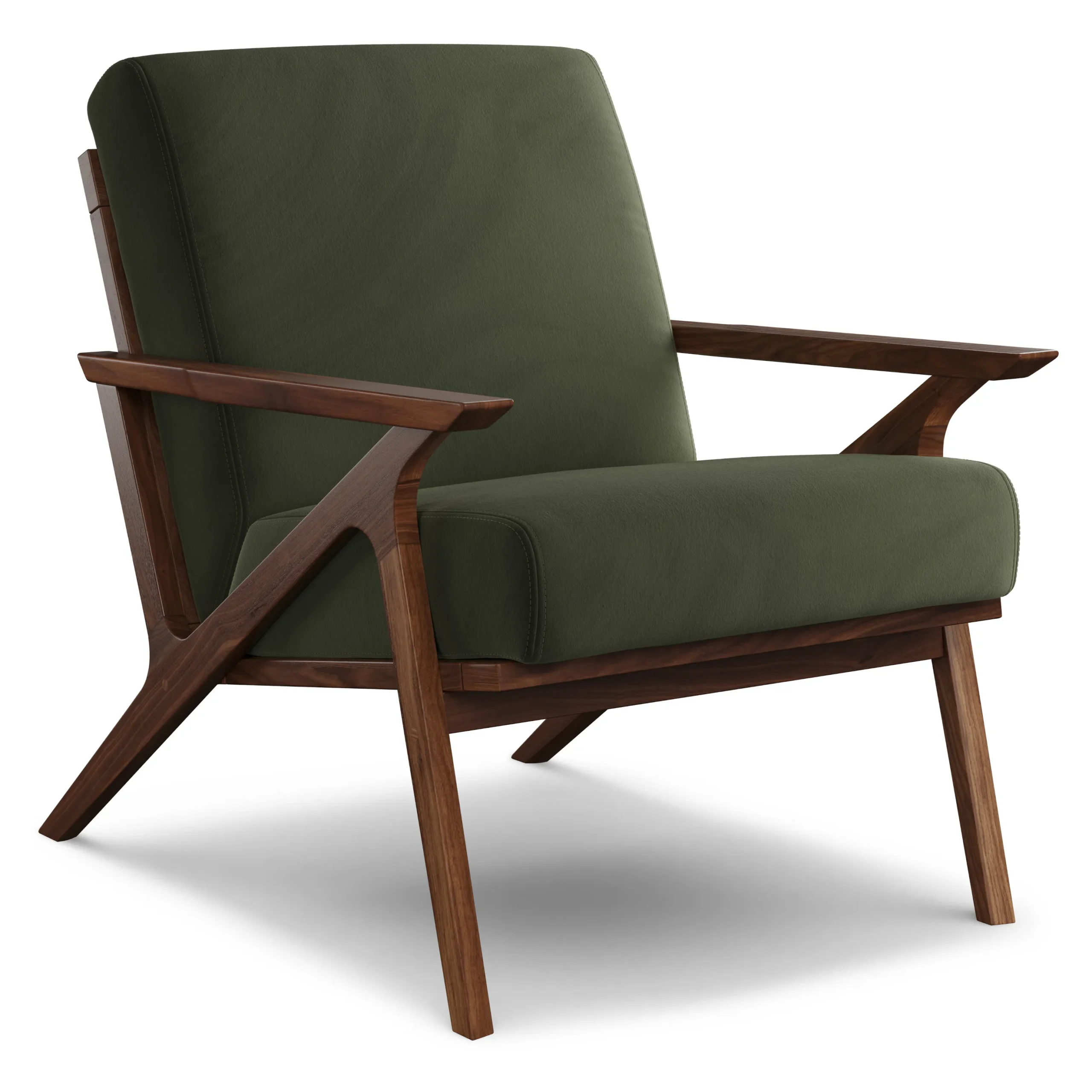Otio 26_ Velvet Lounge Chair - Walnut and Hale Fir Green - Image 11