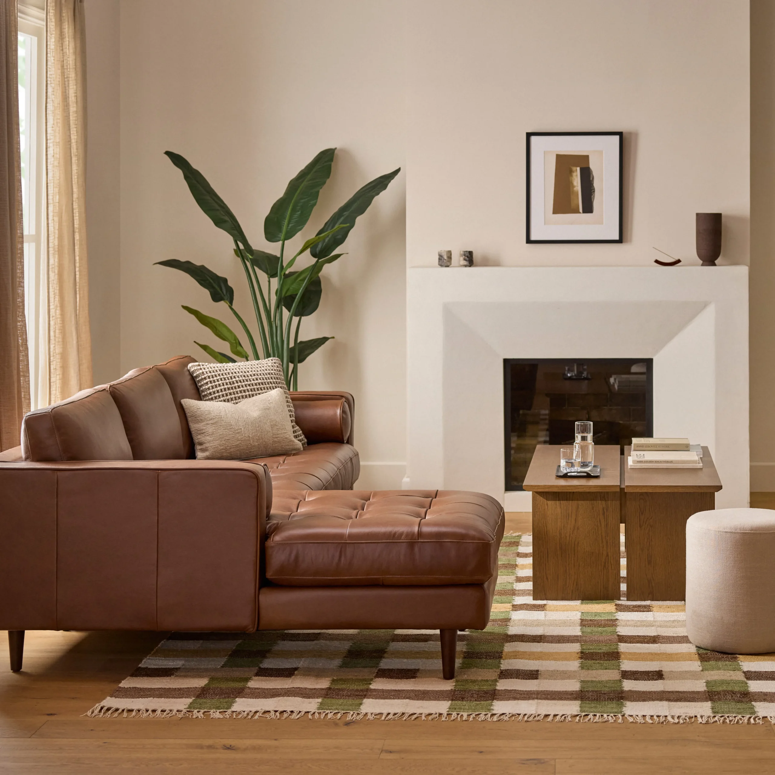 Sven 100_ Tufted Leather Left Sectional - Taos Brown - Image 3
