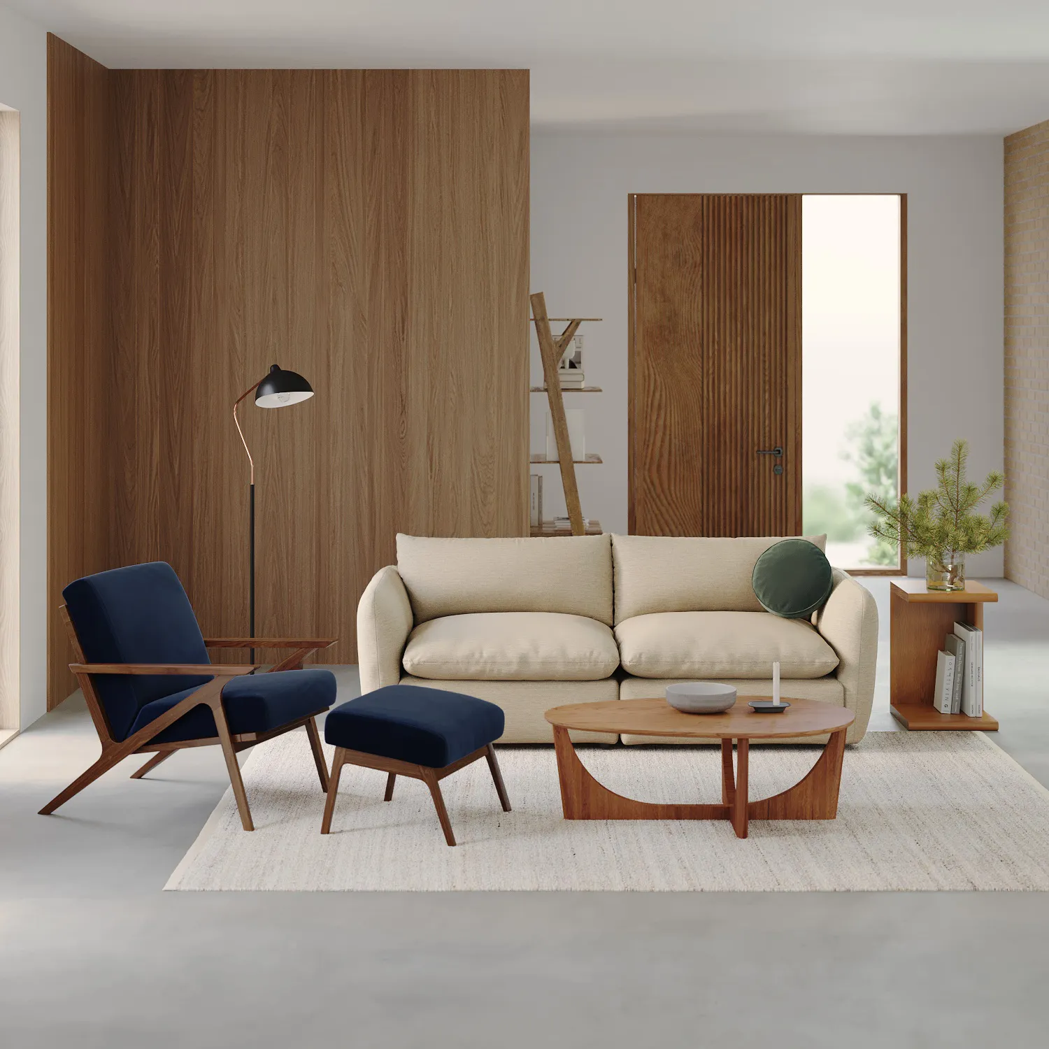 Otio 26_ Velvet Lounge Chair - Walnut and Hale Ink - Image 12