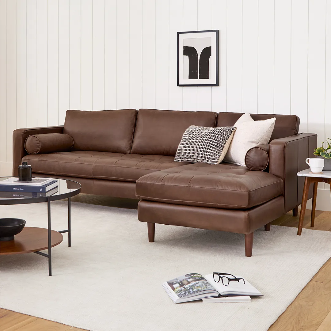 Sven 100_ Tufted Leather Right Sectional - Charme Chocolat - Image 3