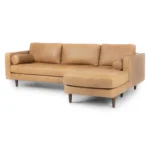 Sven 100_ Tufted Leather Right Sectional - Charme Tan