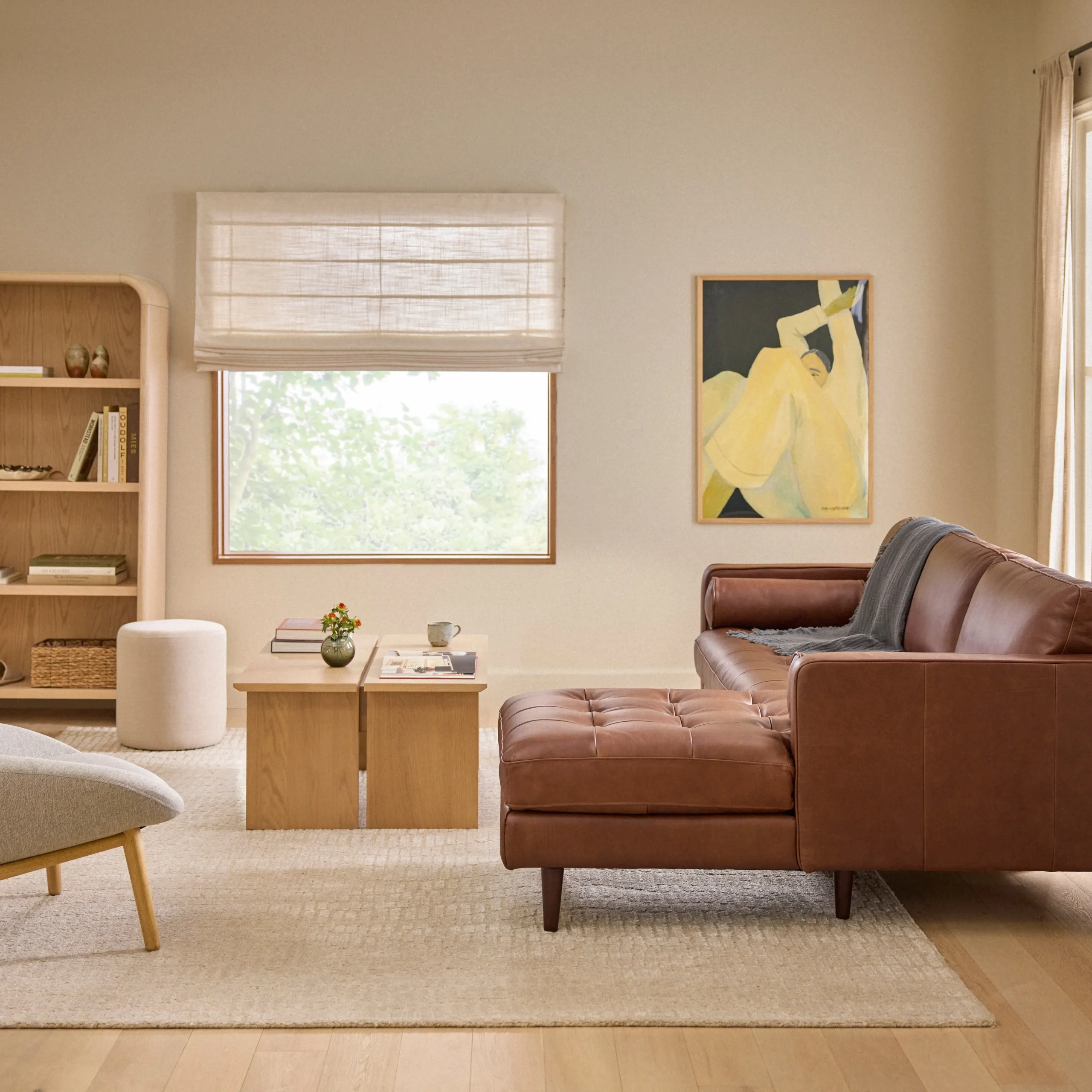 Sven 100_ Tufted Leather Right Sectional - Taos Brown - Image 3