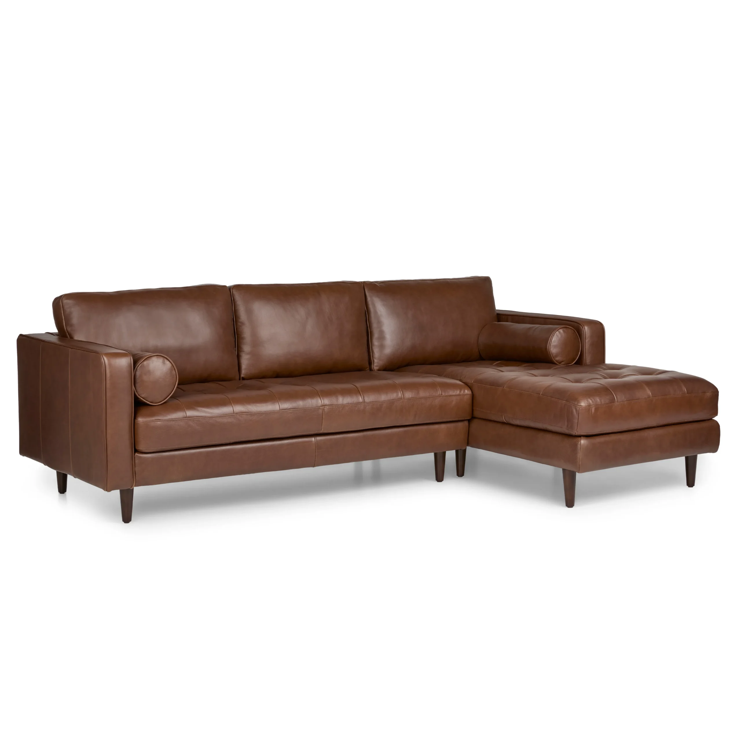 Sven 100_ Tufted Leather Right Sectional - Taos Brown - Image 4