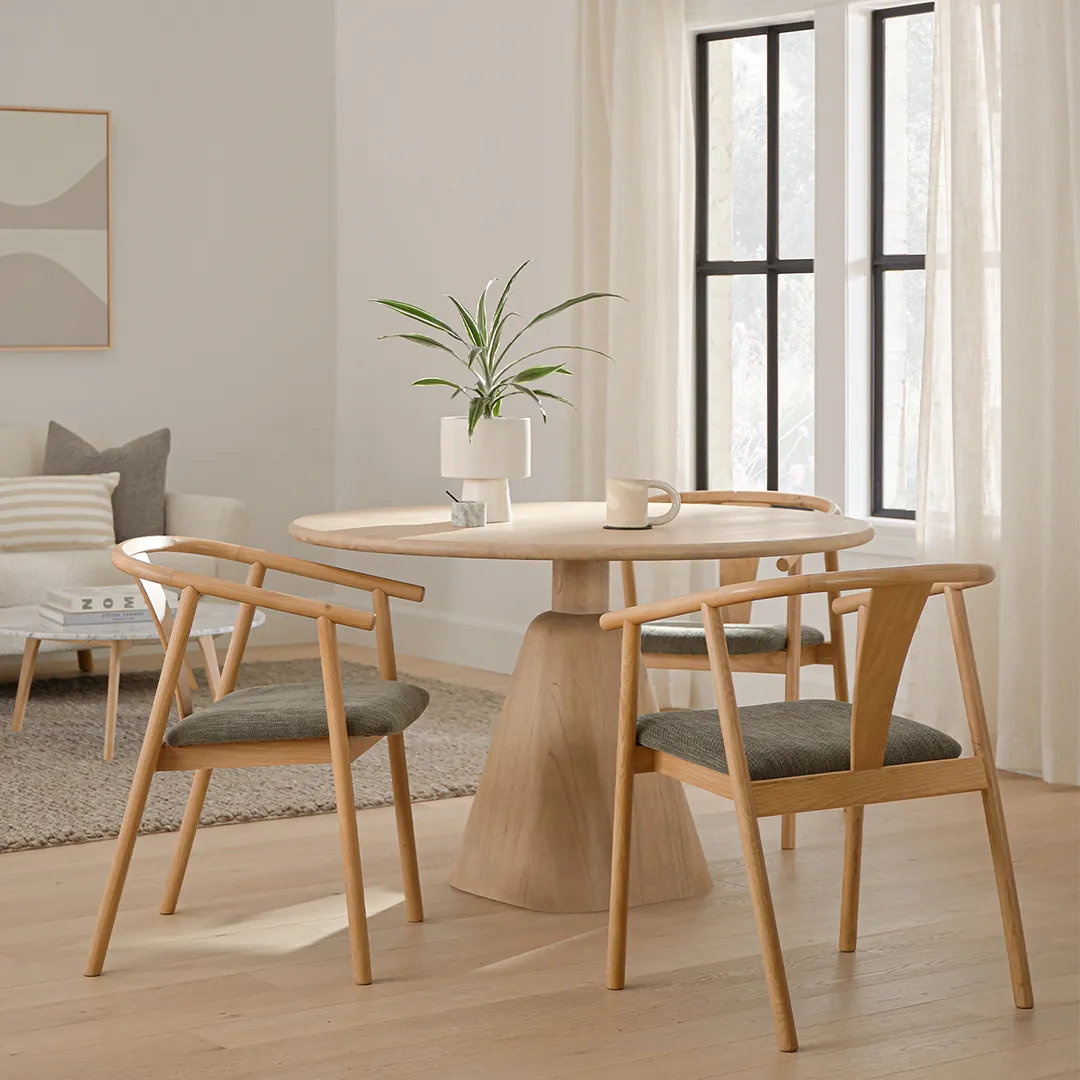 Kurasi 48_ Solid Wood Round Dining Table - Natural - Image 4