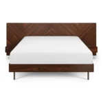 Nera King Low Profile Bed with Nightstands Set - Walnut