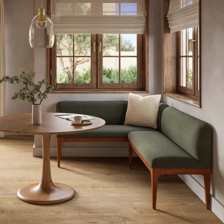 Armless Banquette - Smoked Oak and Welsh Green