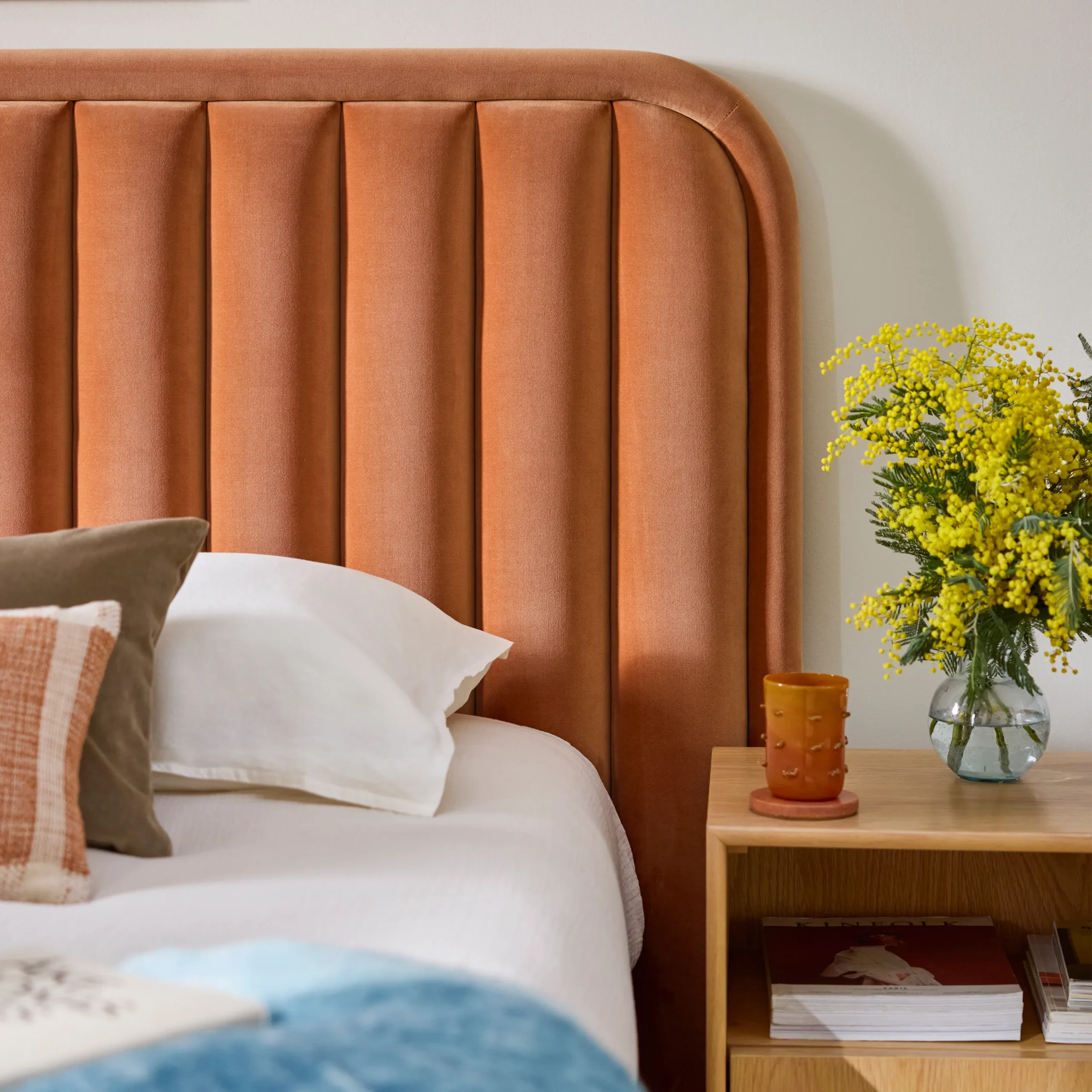 Rolph Queen Velvet Headboard - Plush Pacific Rust - Image 4