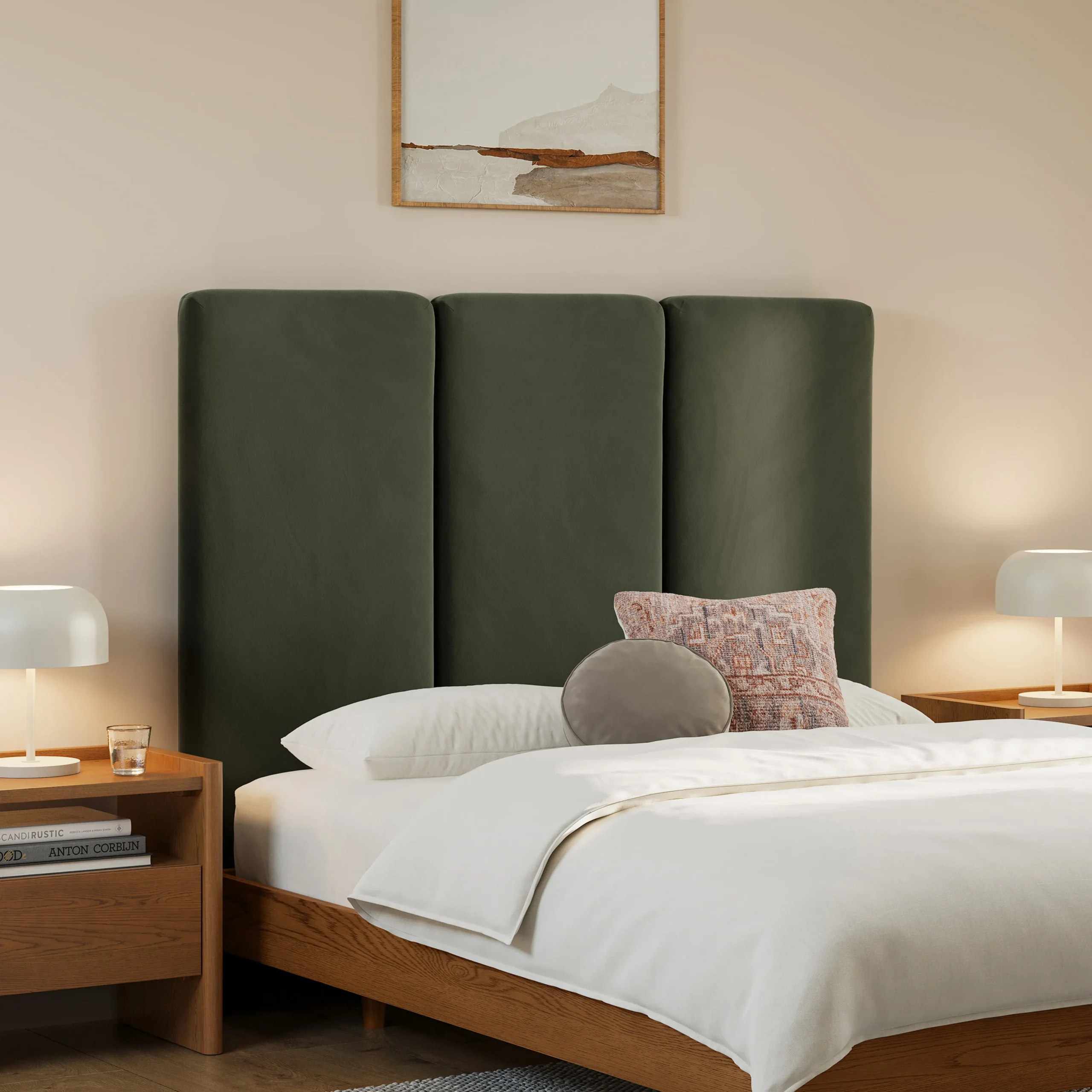 Noel Queen Velvet Headboard - Hale Fir Green - Image 4