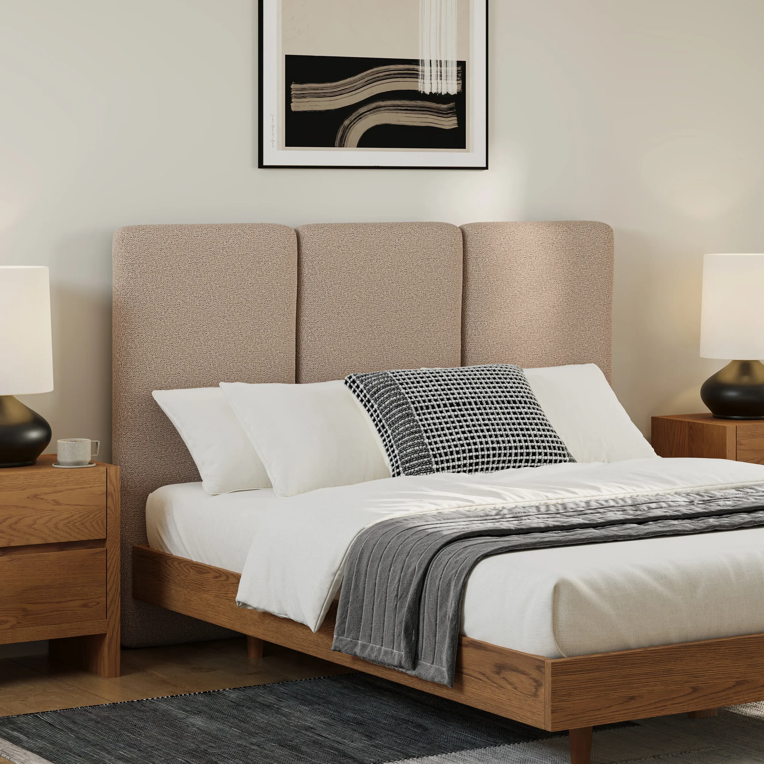 Noel Queen Headboard - Sandstone Wool Bouclé