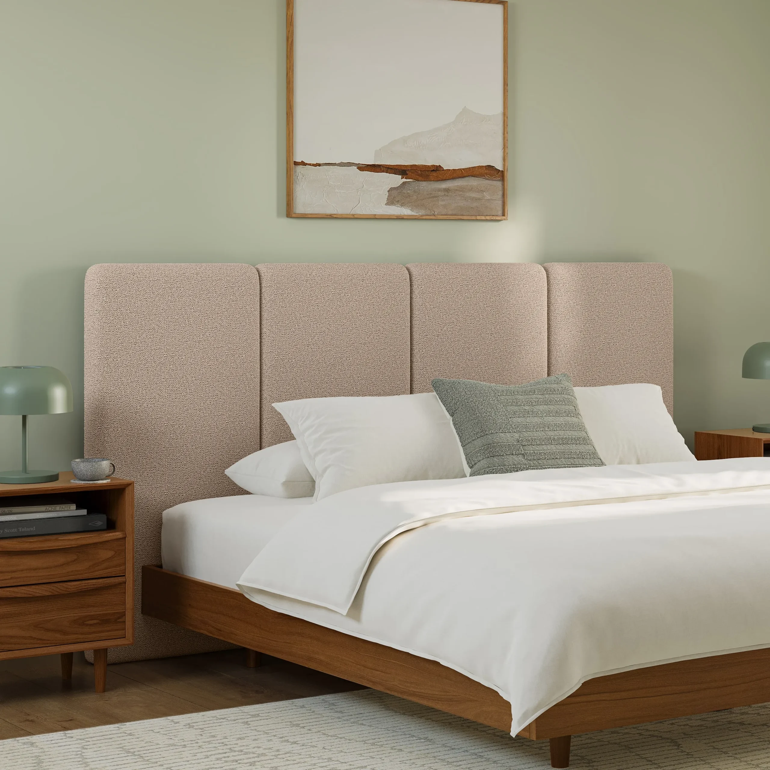 Noel King Headboard - Sandstone Wool Bouclé