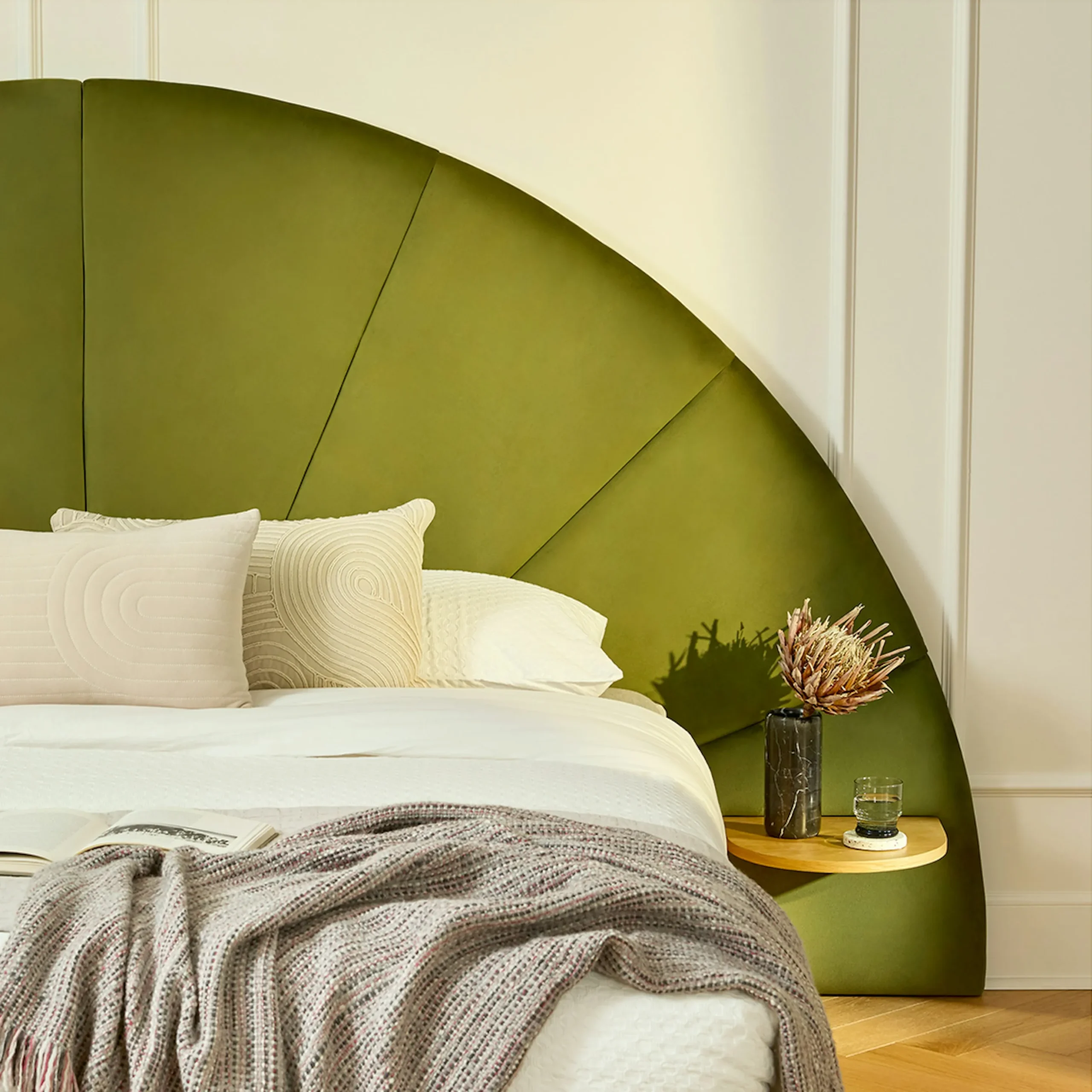 Almelo King Velvet Headboard - Hale Serrano Green - Image 4